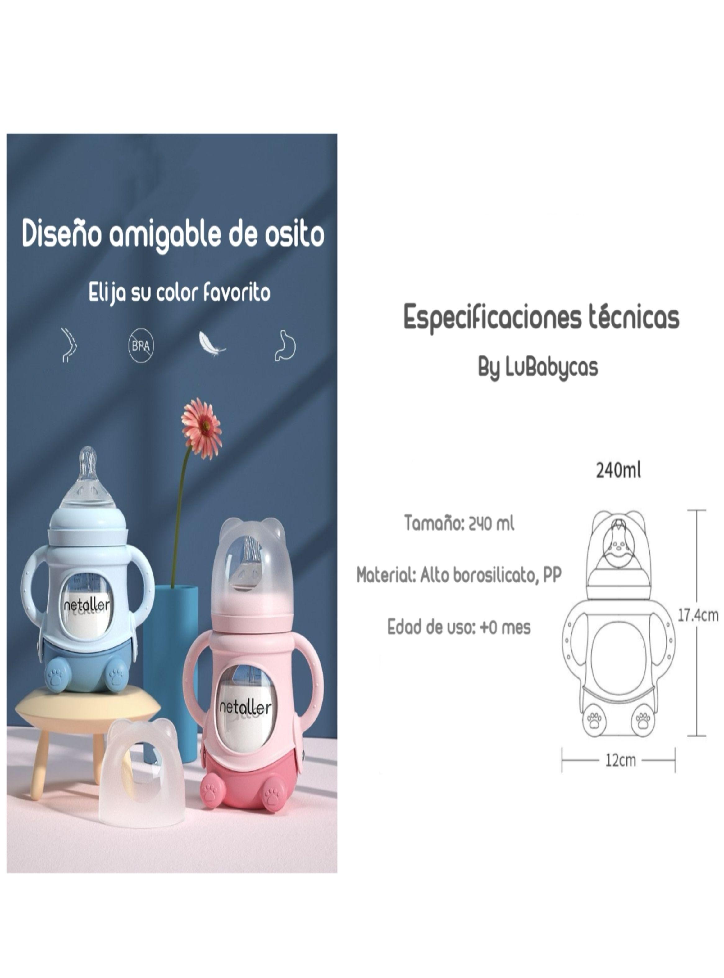 Mamaderas Con Chupetes Y Protector Lubabycas Rosada-2