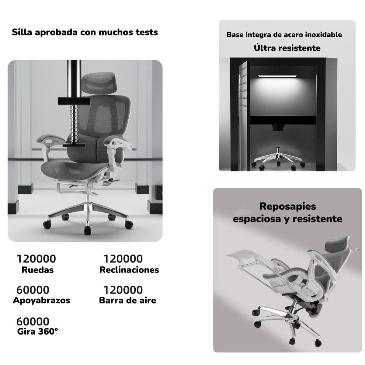 Silla De Escritorio Reclinable Reposapies E06Negra LuBabycas-3