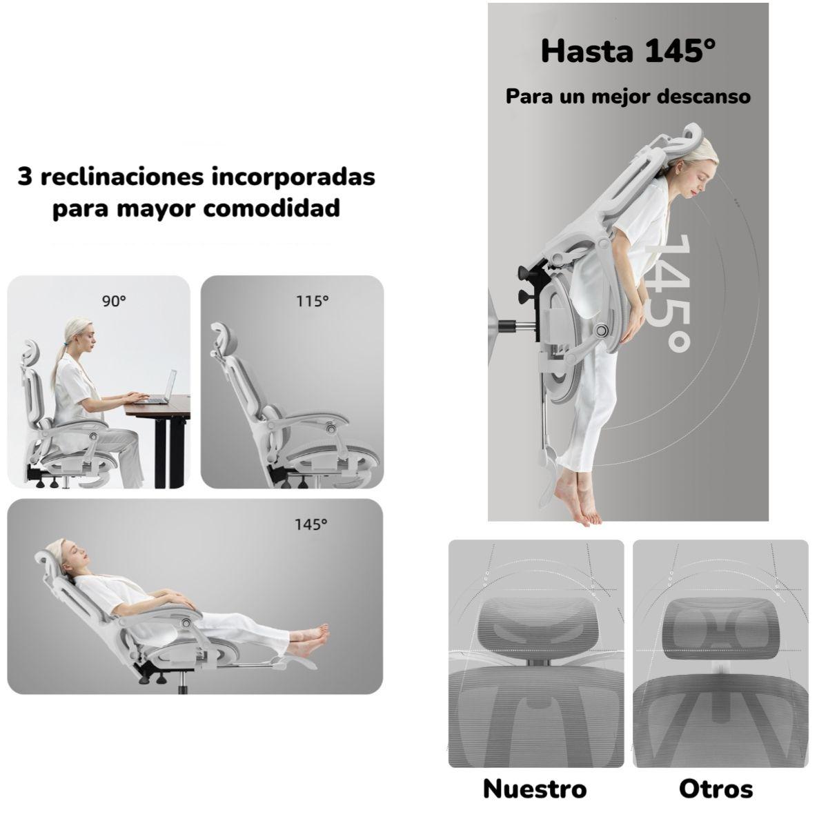 Silla De Escritorio Reclinable Reposapies E06Negra LuBabycas-4