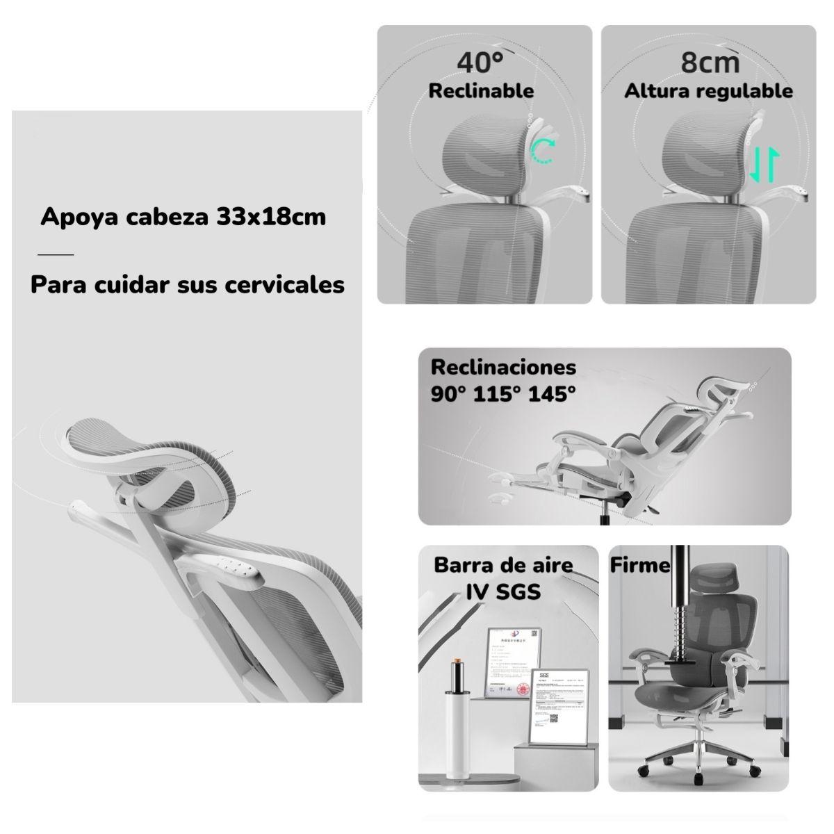 Silla De Escritorio Reclinable Reposapies E06Negra LuBabycas-5