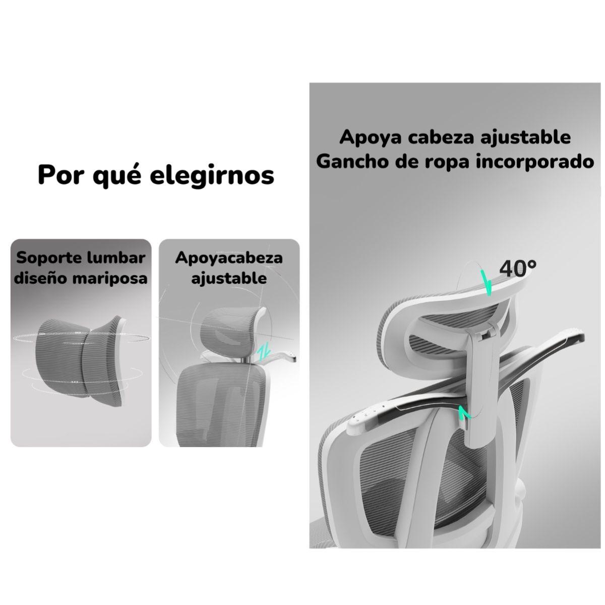Silla De Escritorio Reclinable Reposapies E06Negra LuBabycas-6