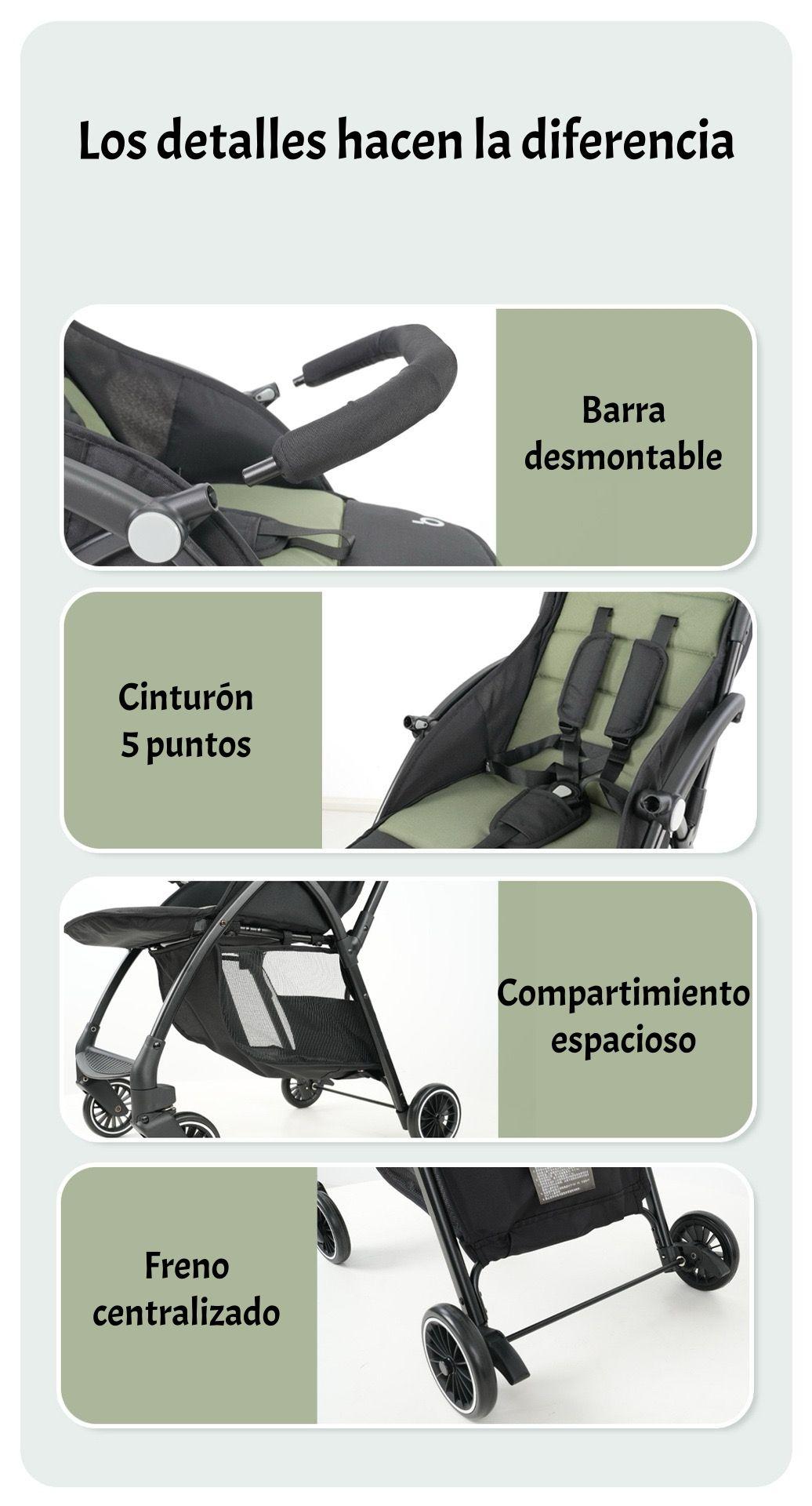 Coche De Paseo Últra Compacto Liviano Viena Gris LuBabycas-6