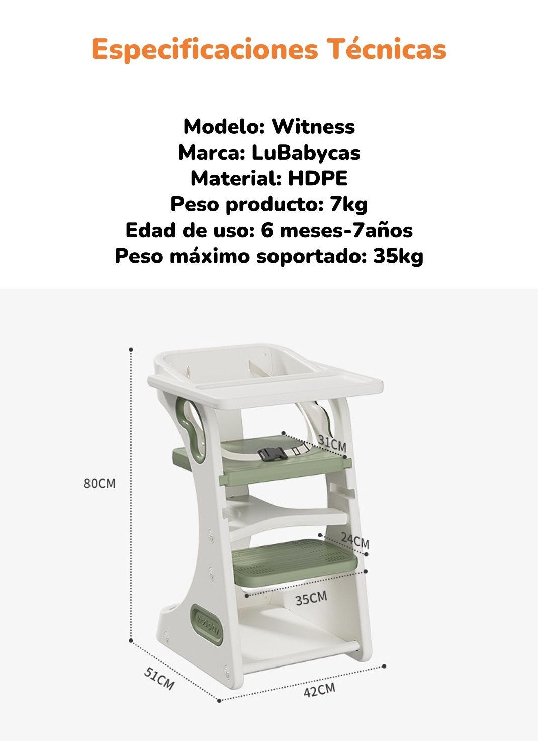 Silla De Comer Multifuncional Witness Verde LuBabycas-7