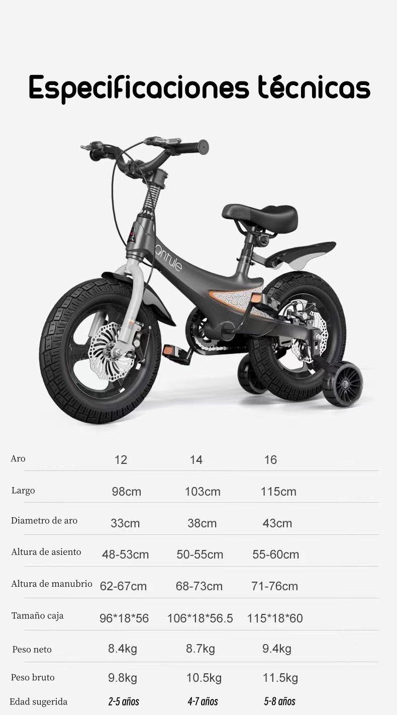 Bicicleta Infantil 2-5 Años Niño Aro 12 Lubabycas Gris-7