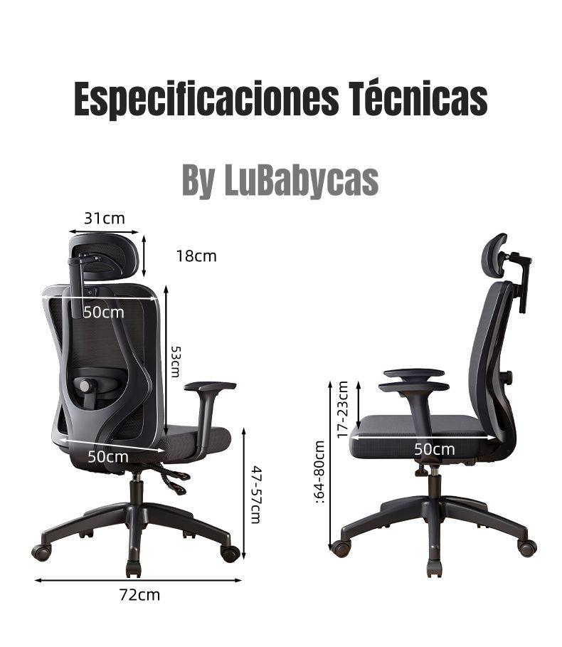 Silla de Escritorio Premium Con Apoya Pies Negra LuBabycas-7