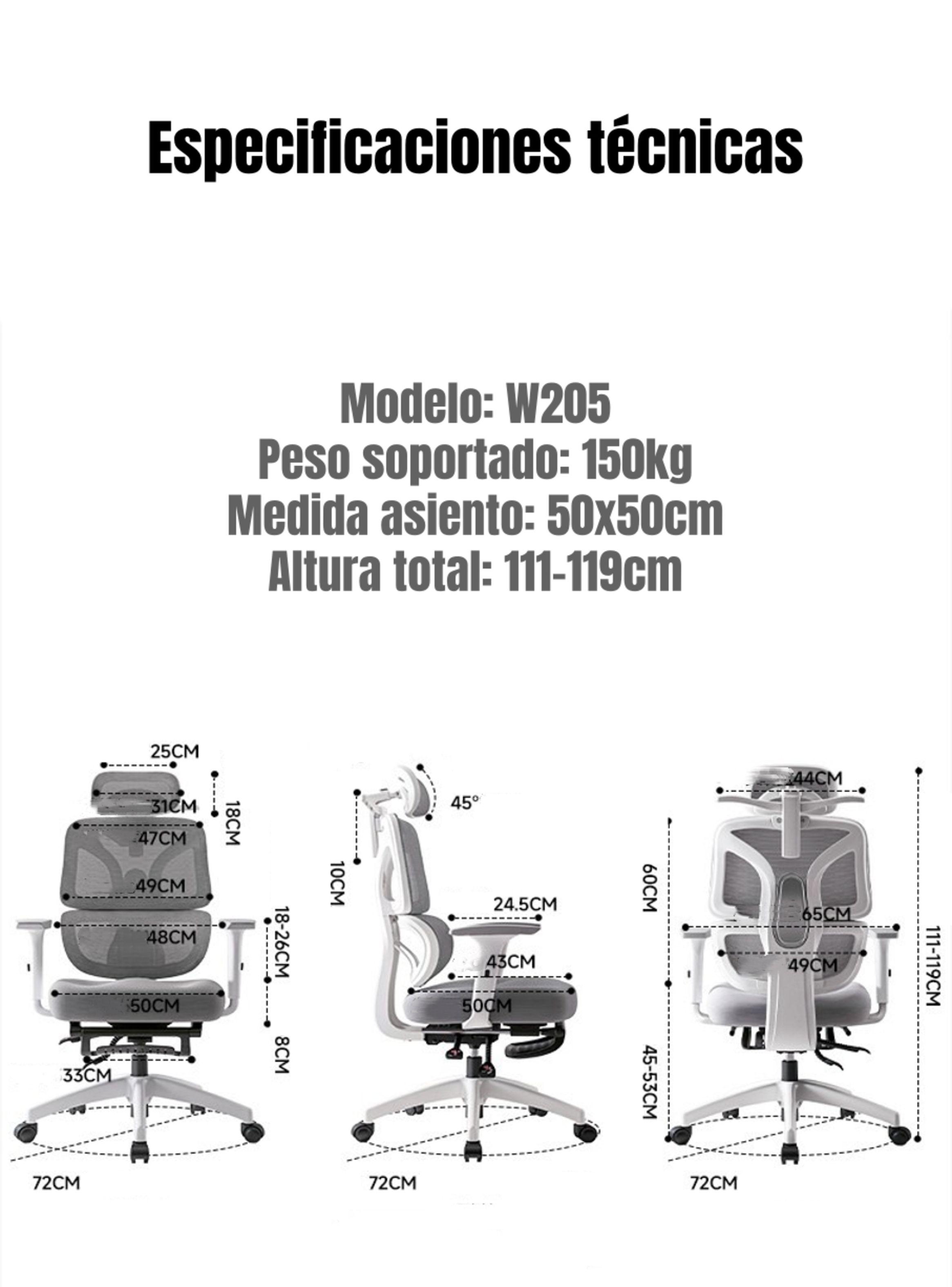 Silla de Escritorio W205 Con Apoya Pies Negra LuBabycas-8