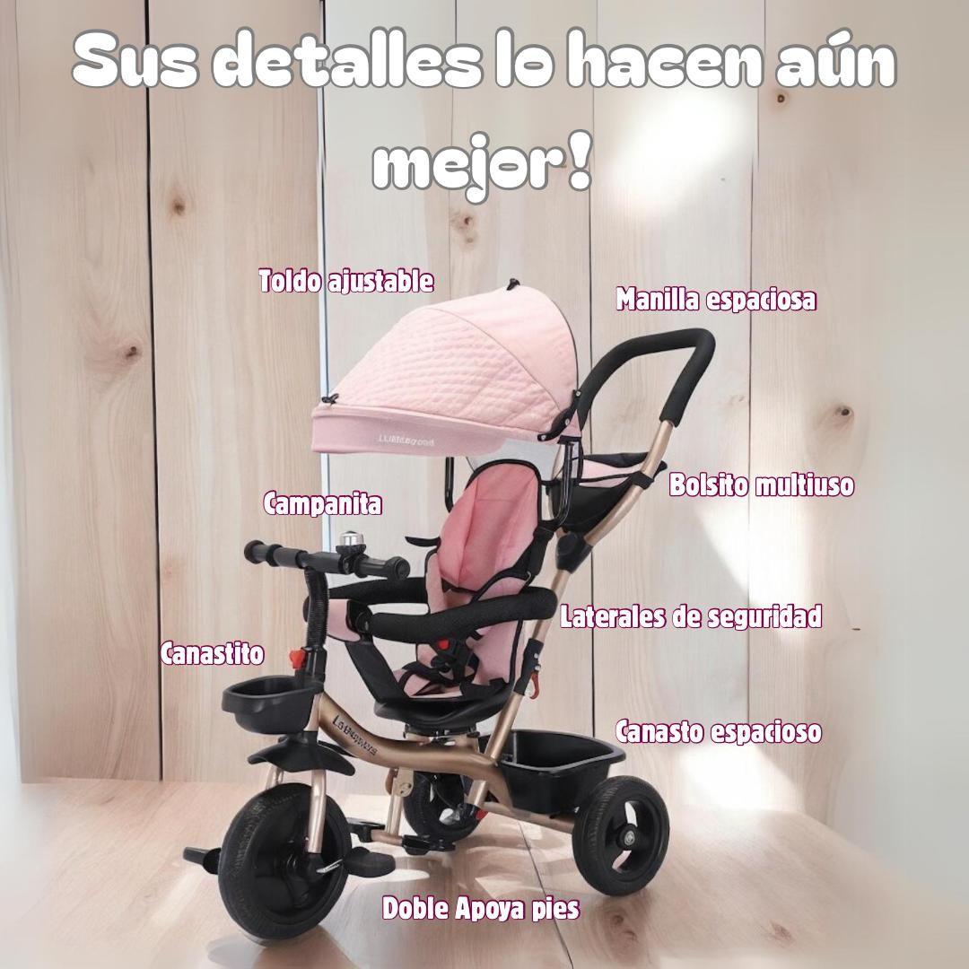 Triciclo 3 En 1 Con Apoya Pies 360°LuBabycas Rosado-5