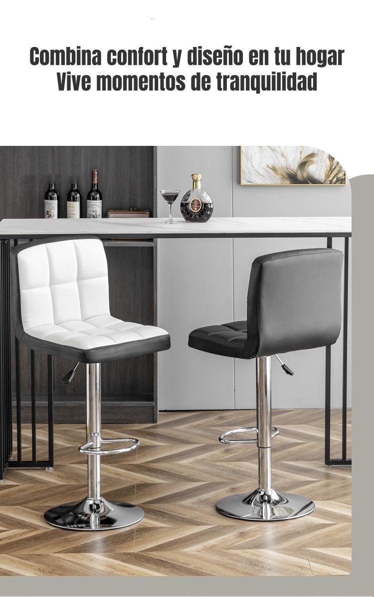 Pack 2 Sillas Piso Bar Negra Altura Regulable Ecocuero YC069-5
