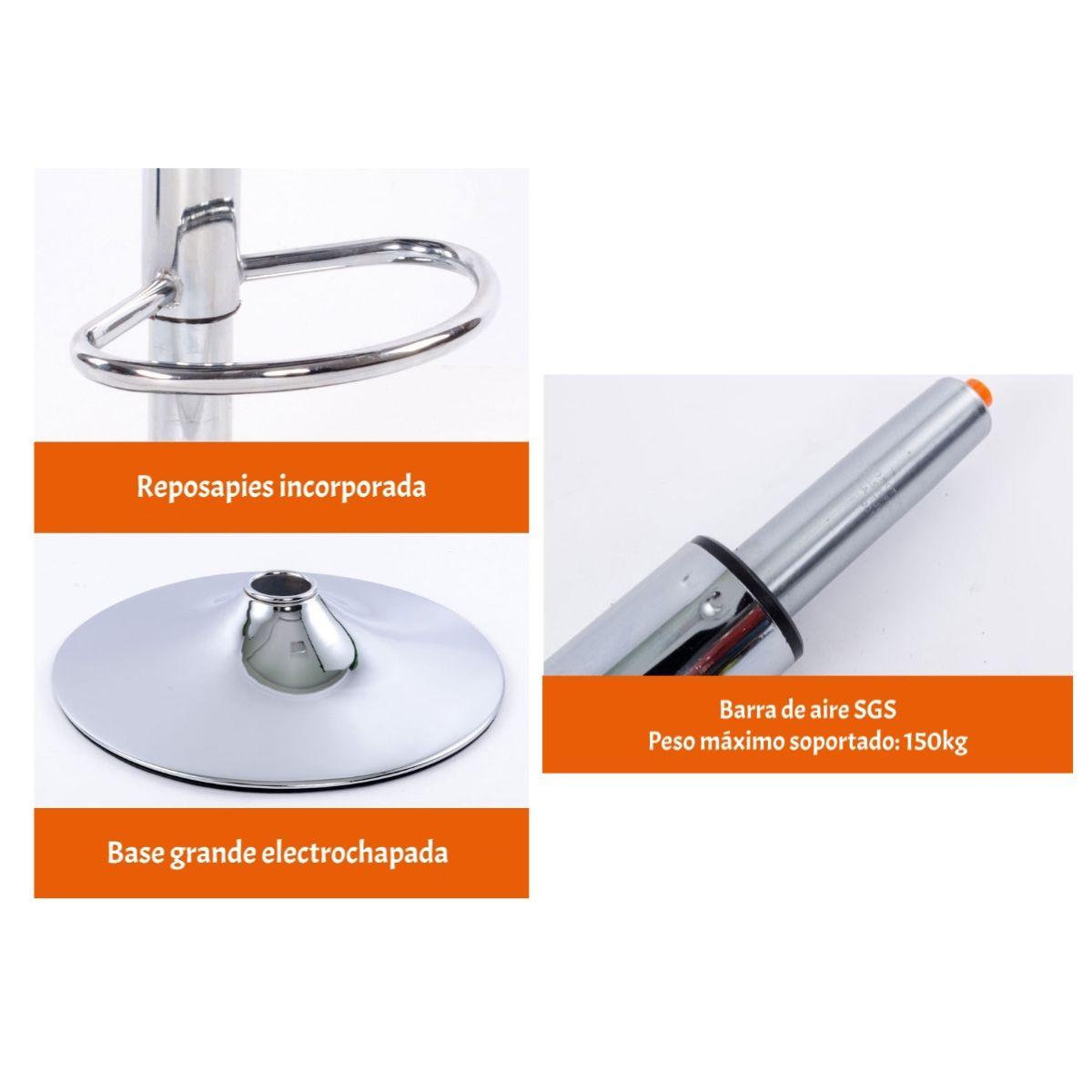 Pack 2 Sillas Piso Bar Negra Altura Regulable Ecocuero YC069-6