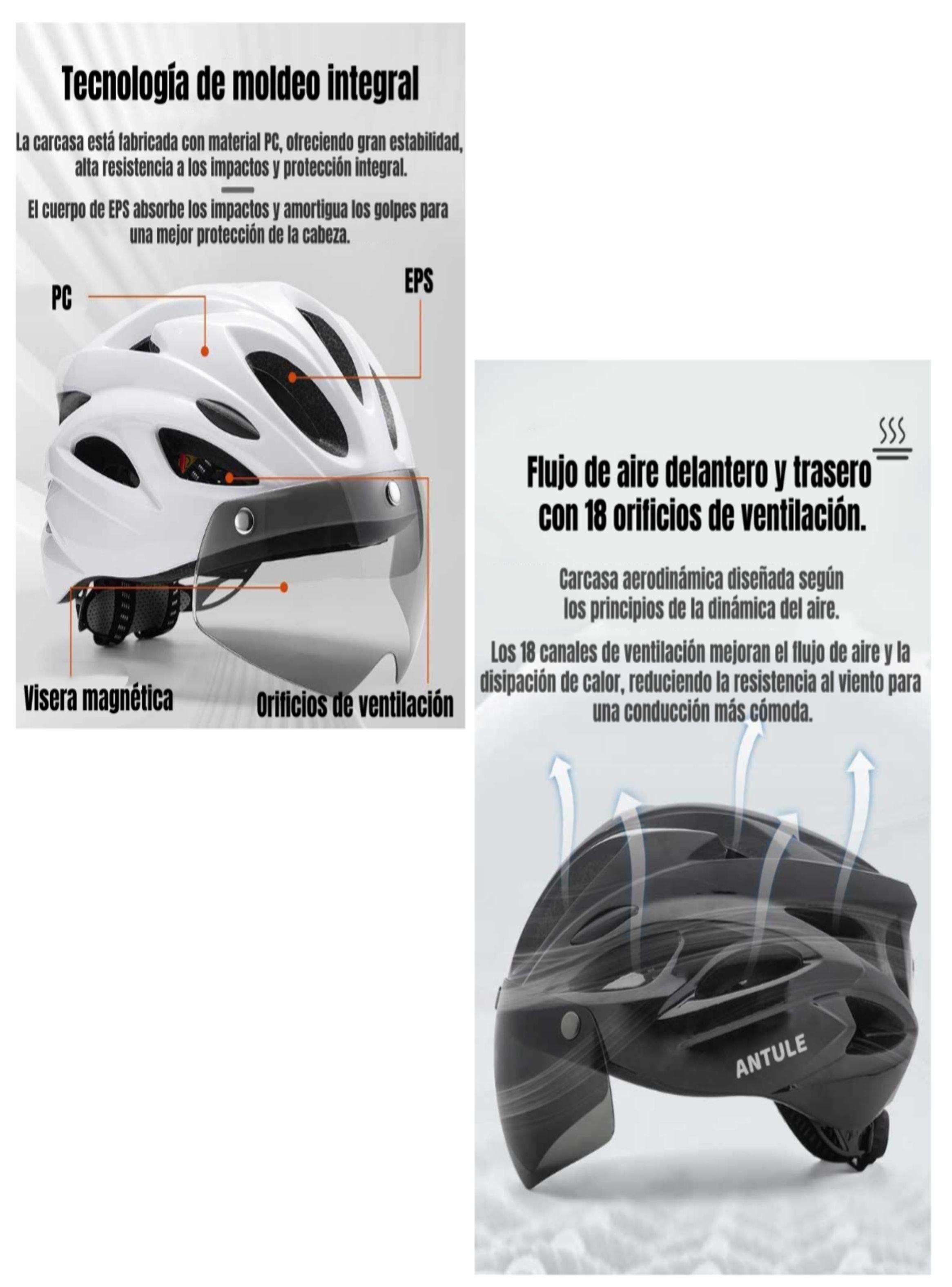 Casco Bicicleta Adulto Con Visera Magnética Negro RS Antule-3