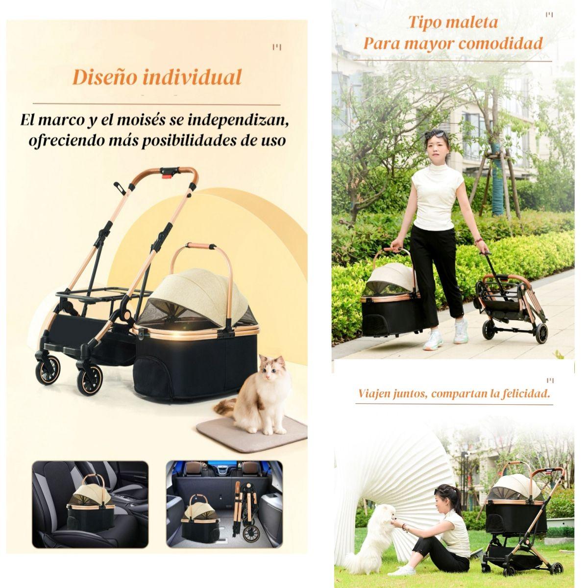Coche Para Mascotas Premium 2 En 1 C106 Rosado LuBabycas-2