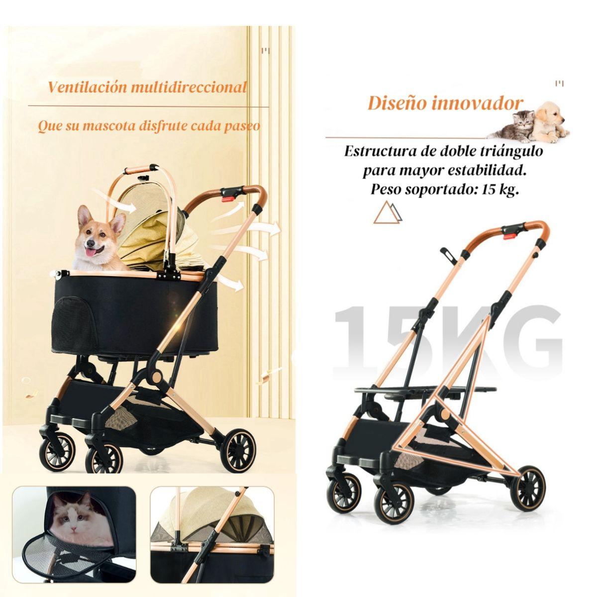 Coche Para Mascotas Premium 2 En 1 C106 Rosado LuBabycas-4