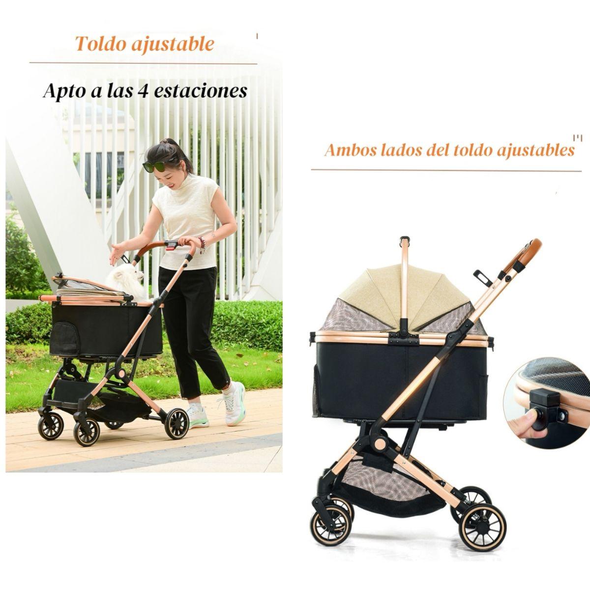 Coche Para Mascotas Premium 2 En 1 C106 Rosado LuBabycas-5