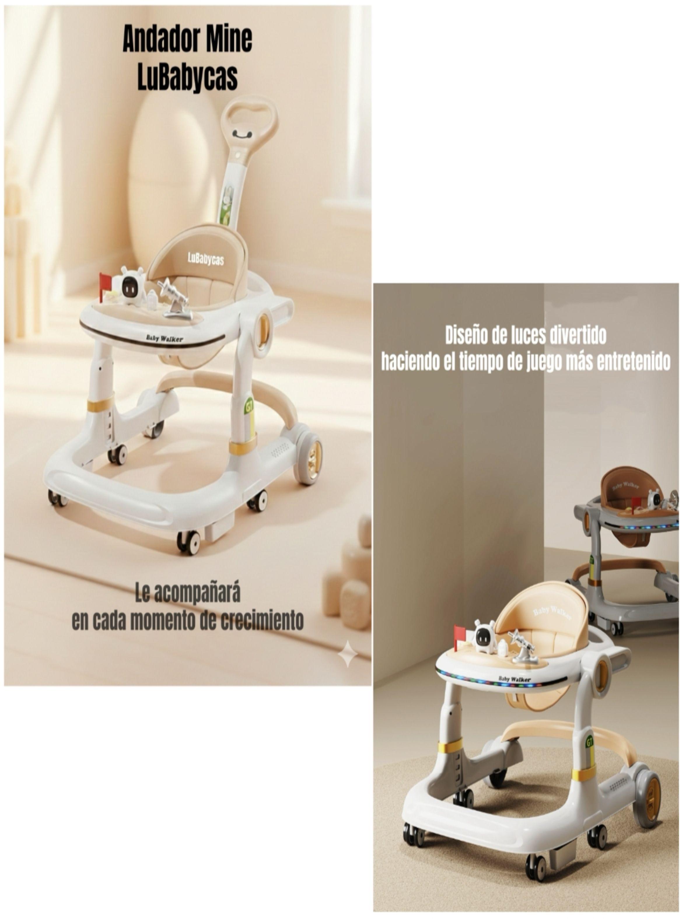 Andador Caminador Con Manilla Y Luces Mine Negro LuBabycas-2