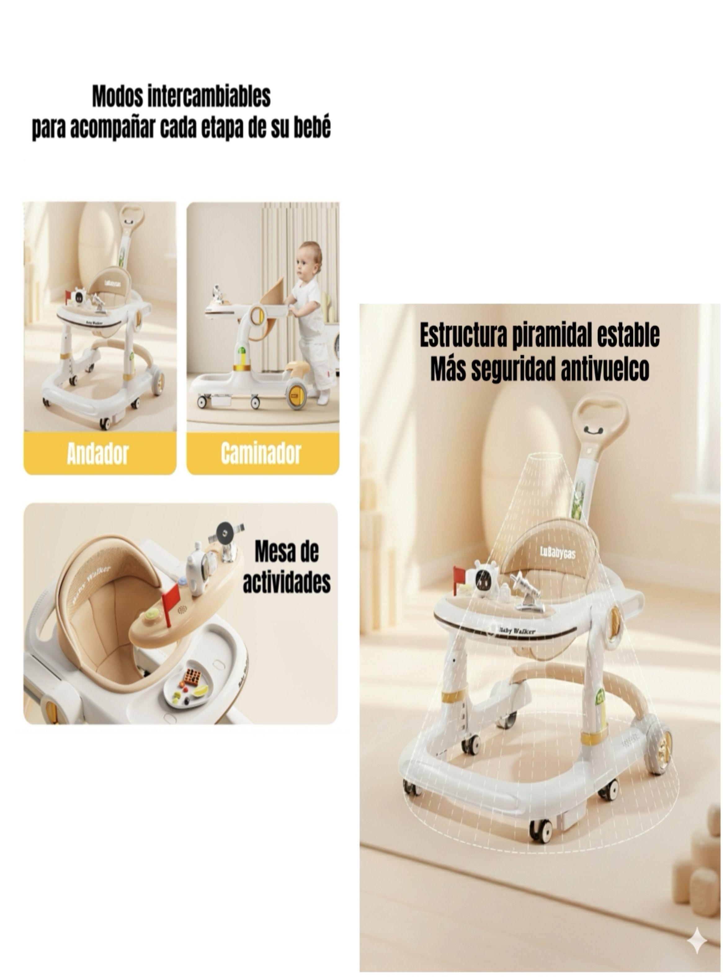 Andador Caminador Con Manilla Y Luces Mine Negro LuBabycas-3