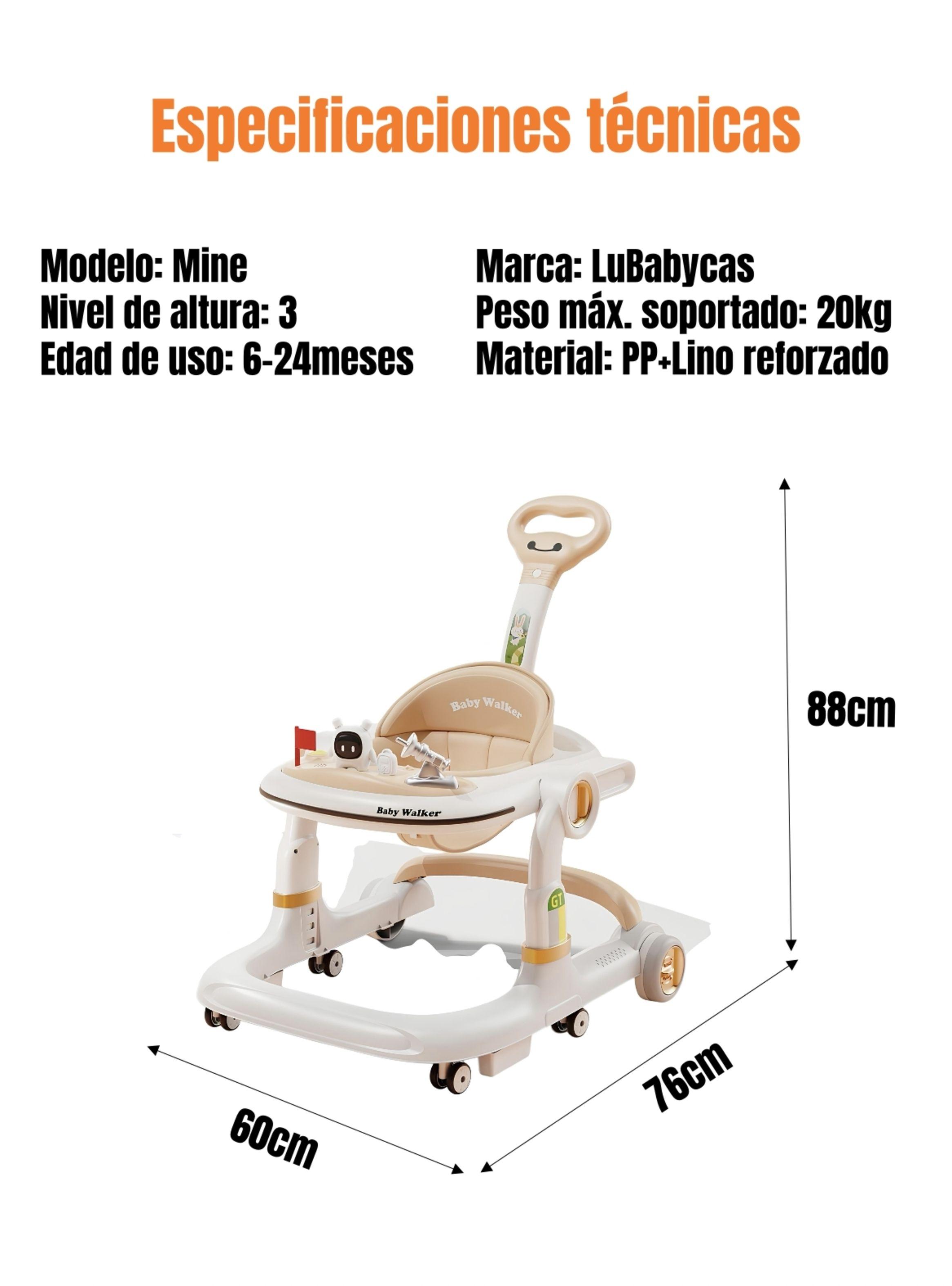 Andador Caminador Con Manilla Y Luces Mine Negro LuBabycas-8