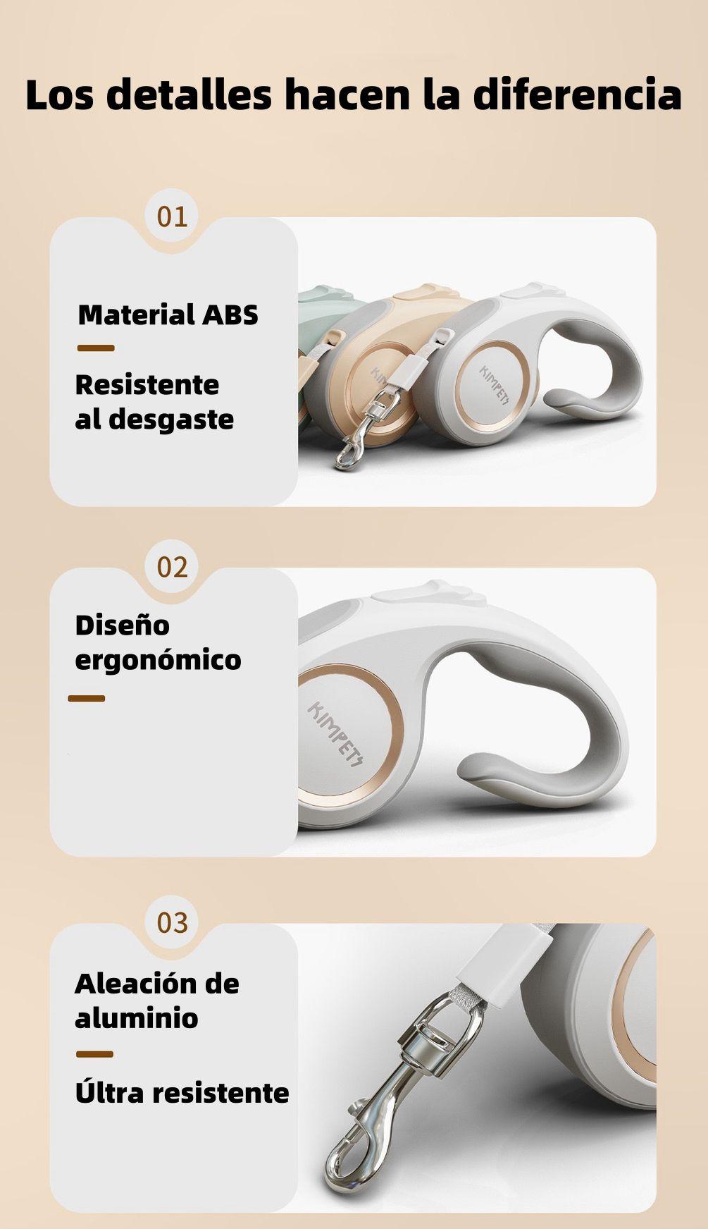 Correa Retráctil Para Mascotas 5Mts Blanca By LuBabycas-2
