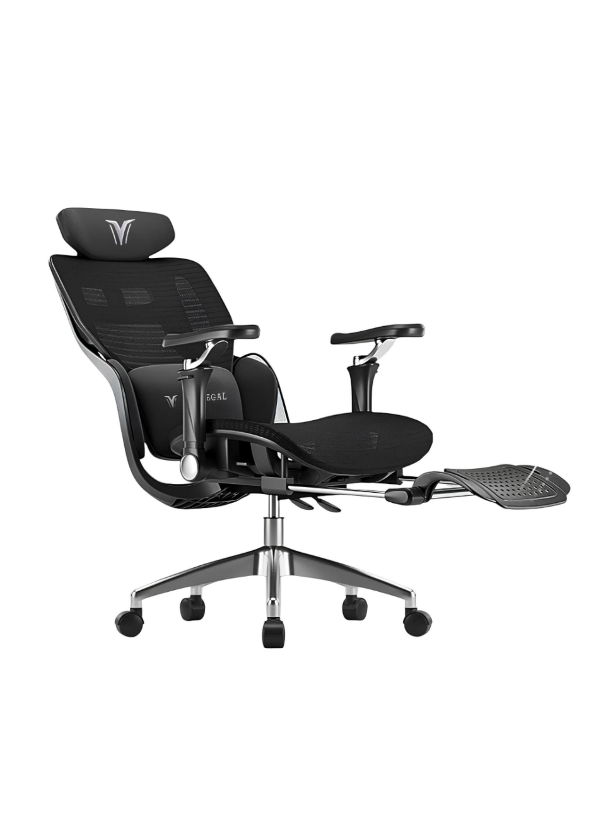 Silla De Escritorio Reclinable Con Reposapies E16 Negra-0