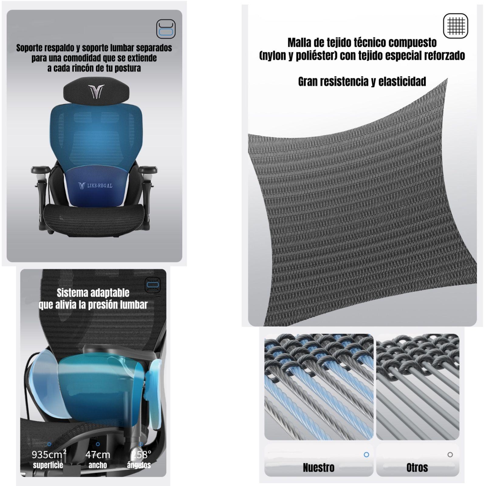 Silla De Escritorio Reclinable Con Reposapies E16 Negra-2