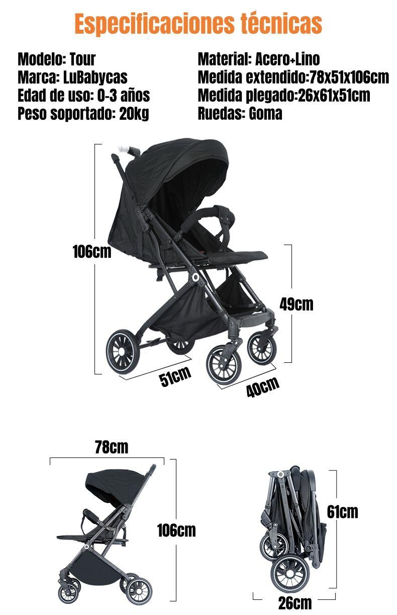 Coche De Paseo Maleta Compacto 0-3 Años Tour Rosa LuBabycas-7