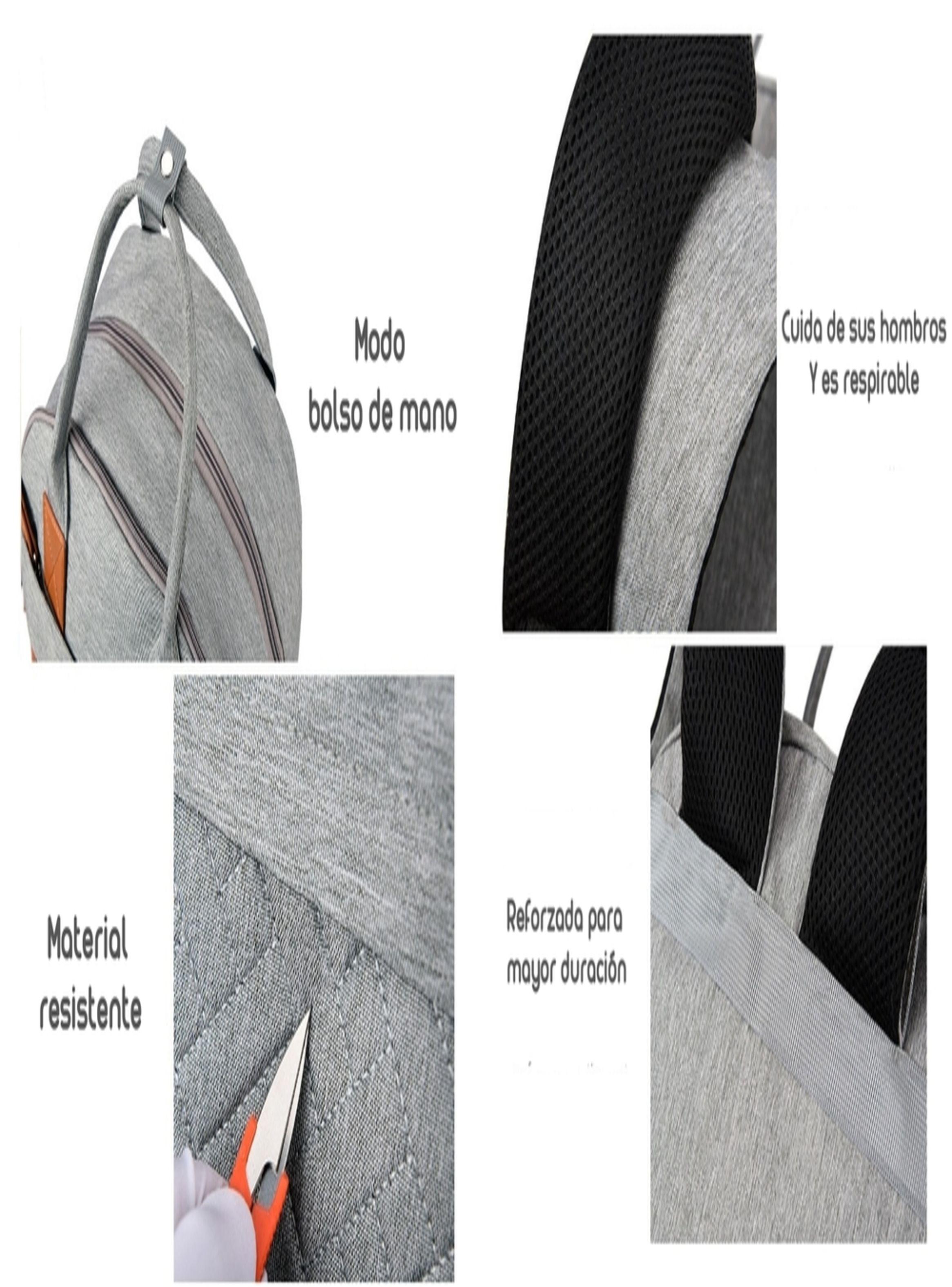 Mochila Maternal Con Monedero Y Colgador Lubabycas Gris-7