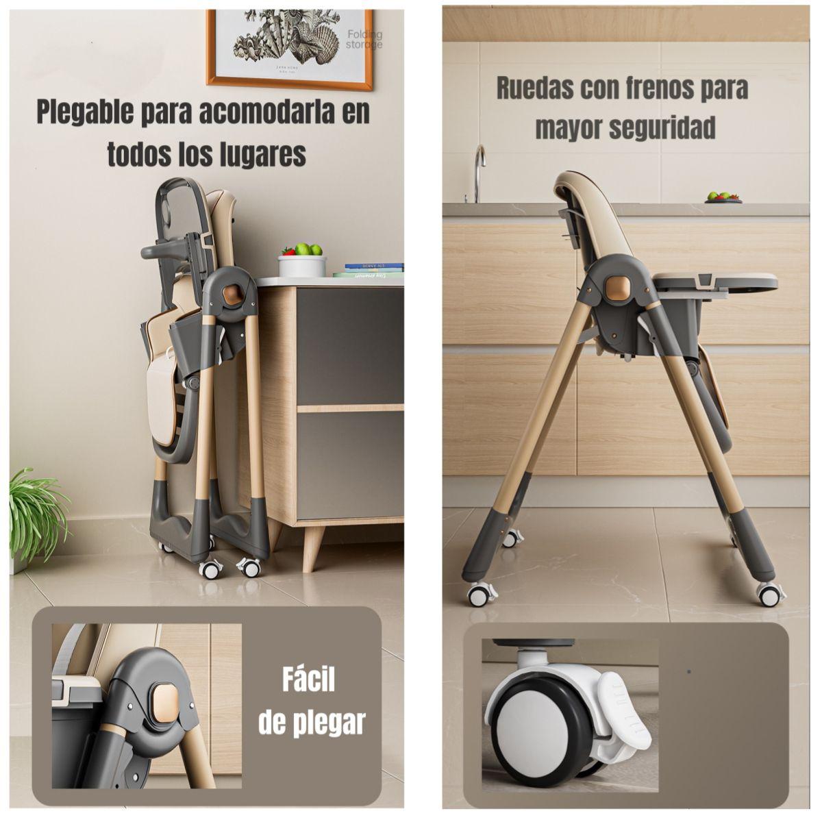 Silla De Comer Reclinable Plegable LuBabycas Café-5