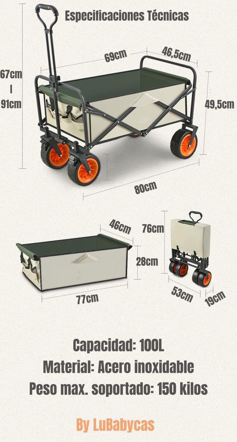 Carrito Para Compras y Camping Con Frenos Negro LuBabycas-7
