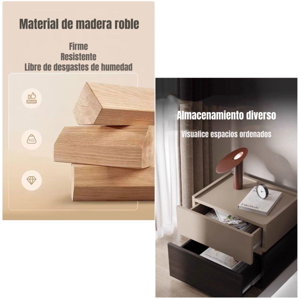 Velador 2 Cajones Flexibles Listo Para Usar Café LuBabycas-3