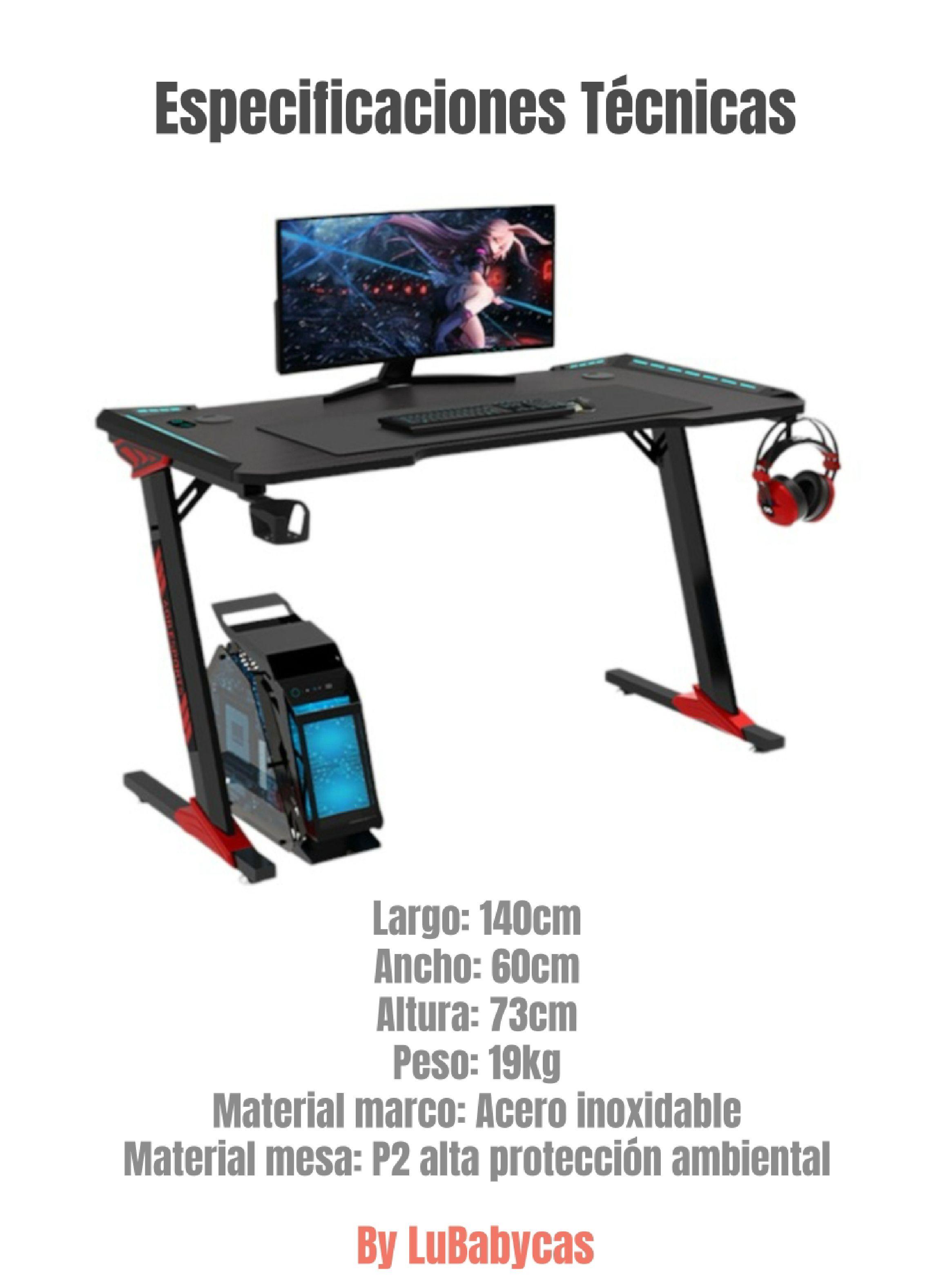 Escritorio Gamer Con Luces 140x60x73cm Negro LuBabycas-3