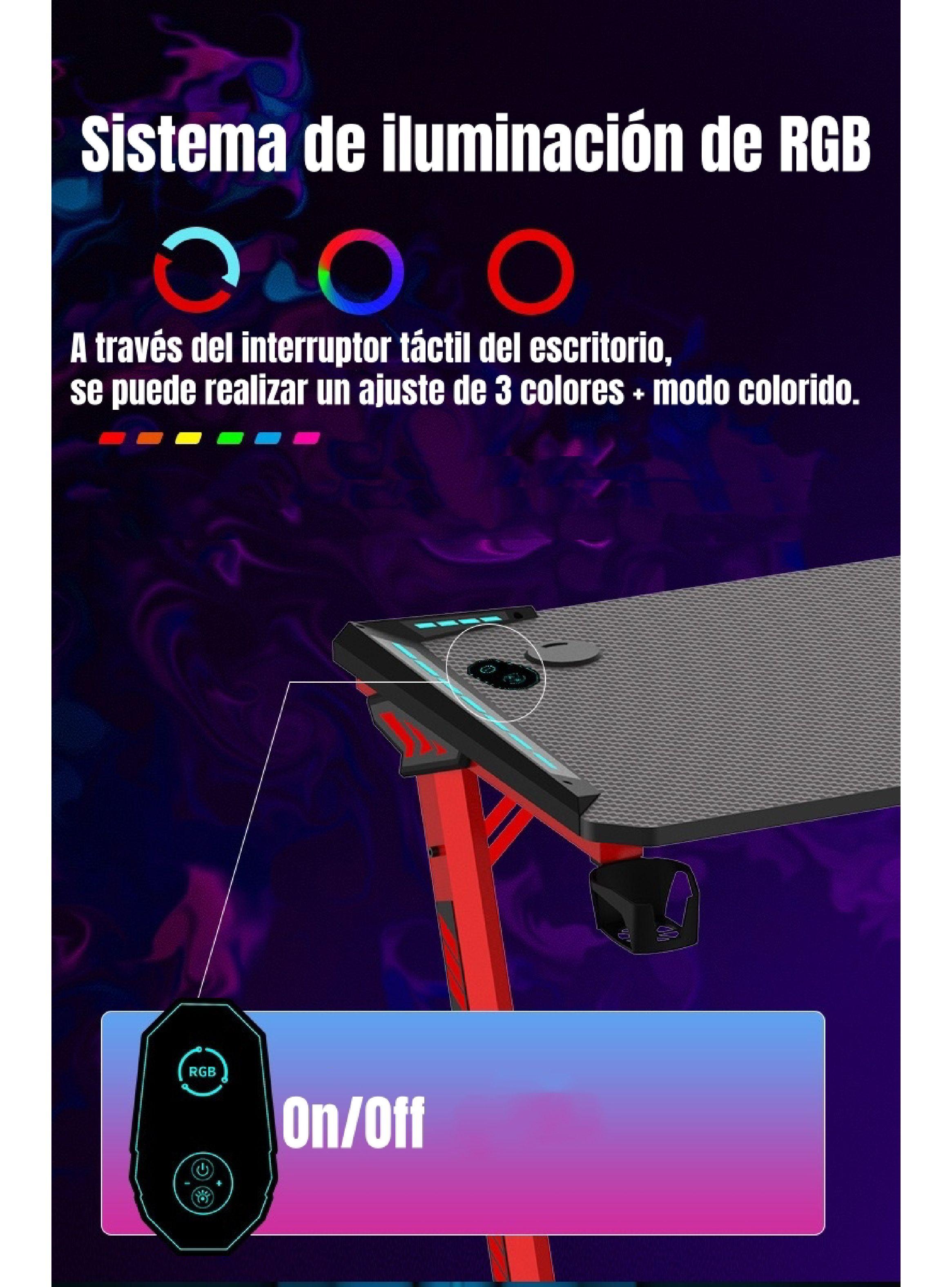 Escritorio Gamer Con Luces 140x60x73cm Negro LuBabycas-4