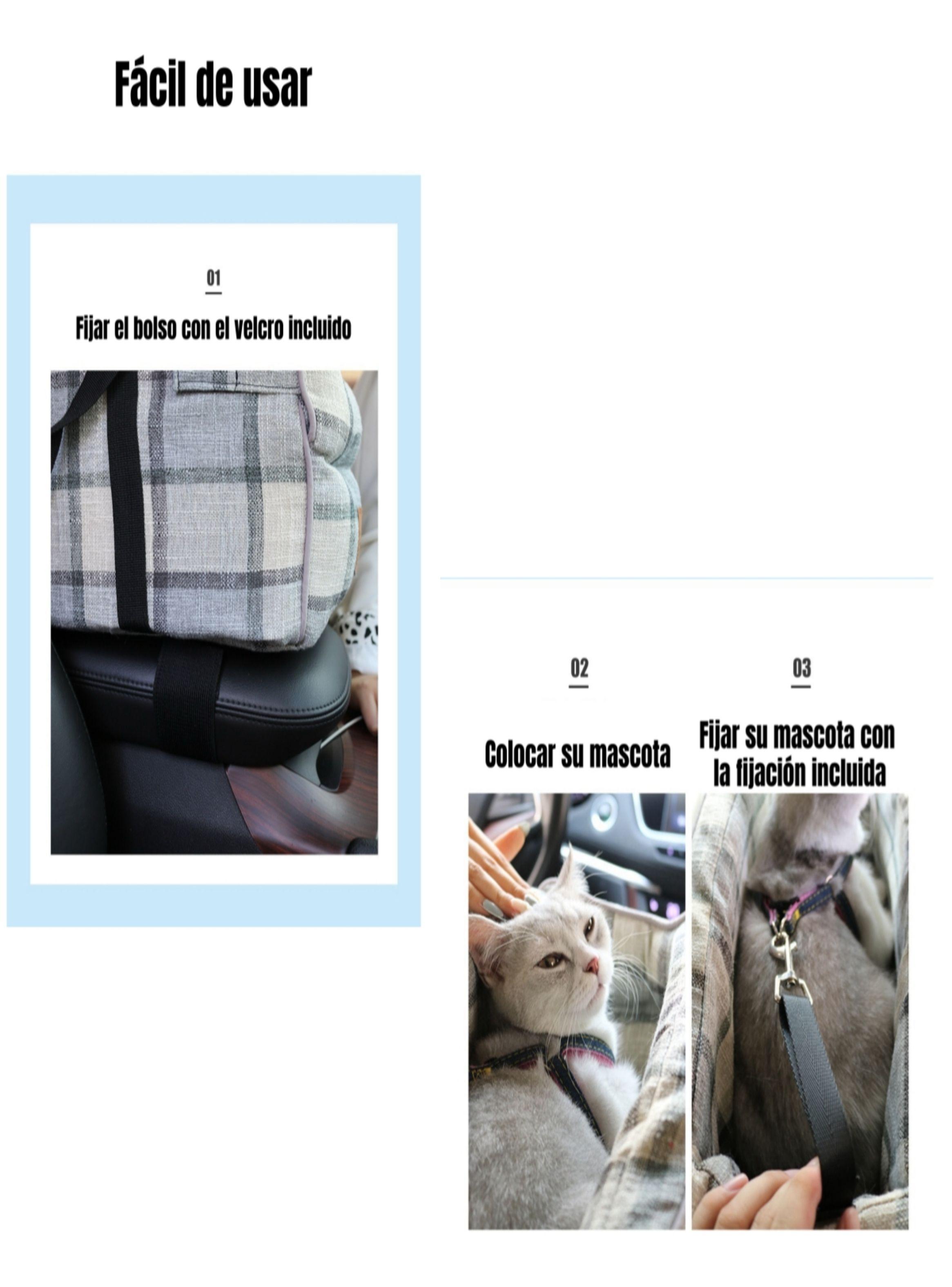 Bolso De Asiento Mascotas Portatil Transportador 2 En 1 Azul-3