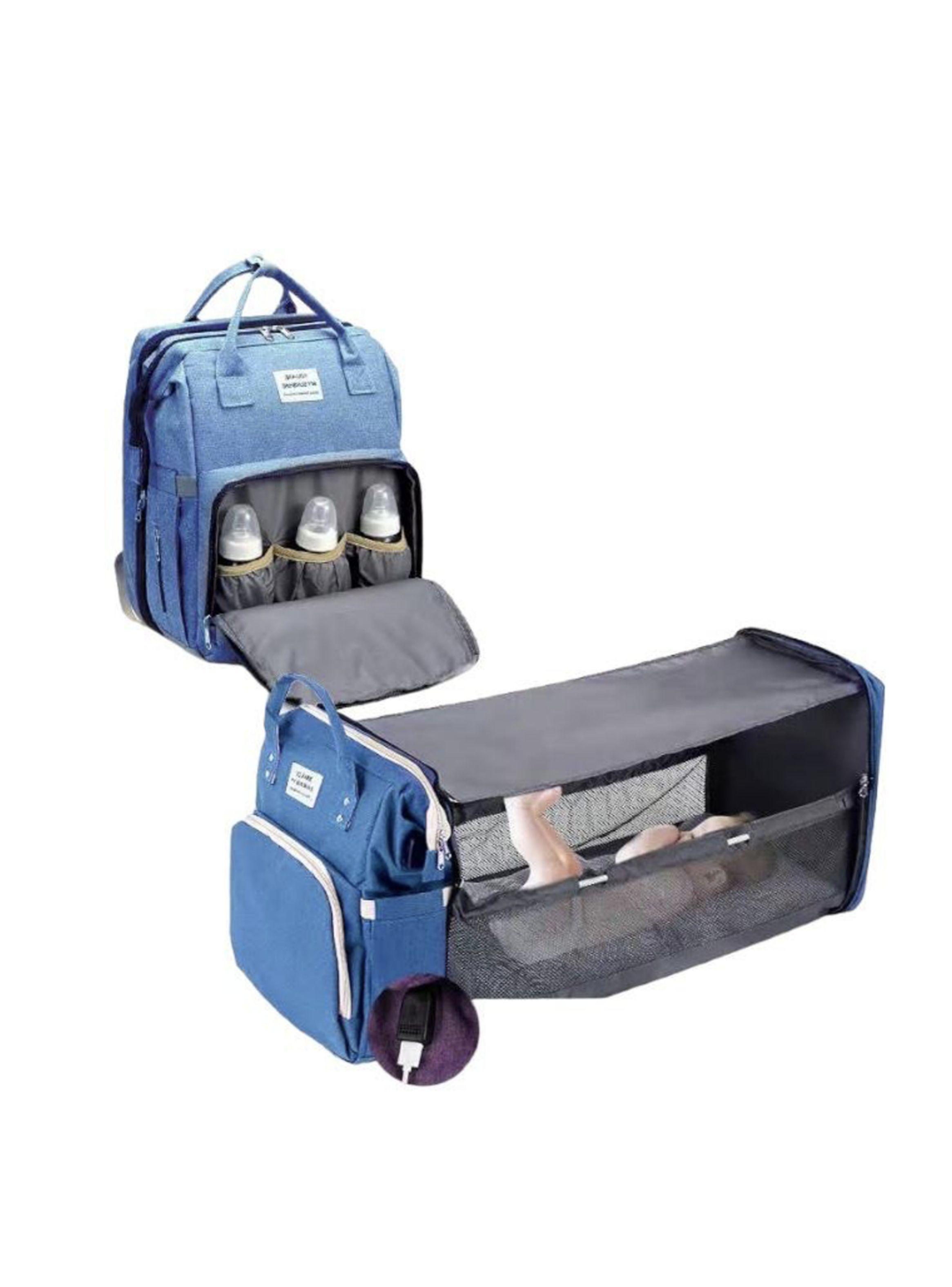 Mochila Maternal 3 En 1 Con Cunita Lubabycas Azul-2