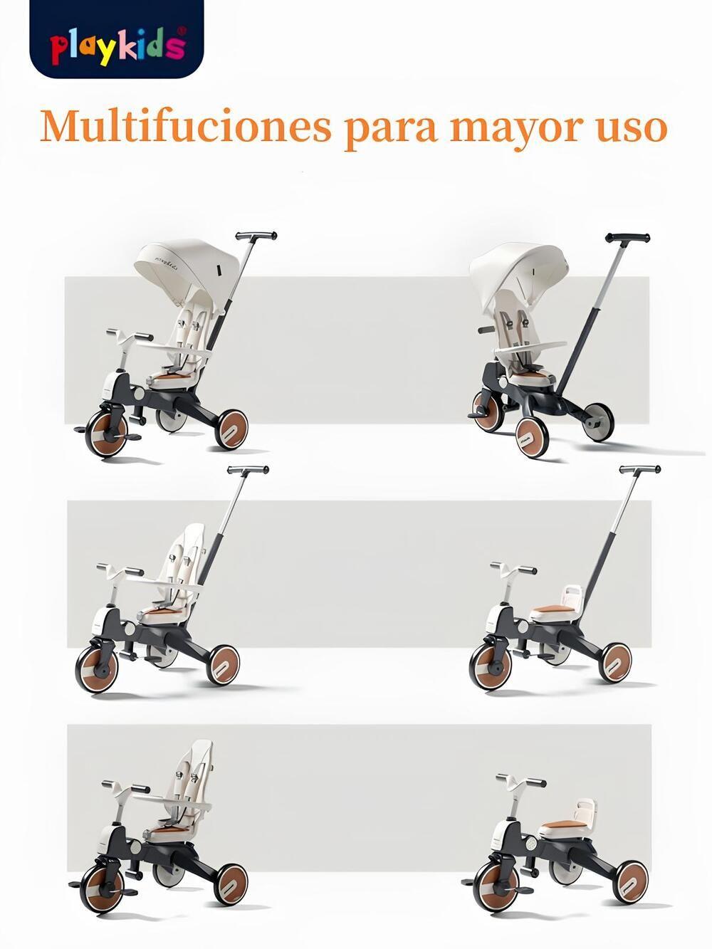 Triciclo De Paseo 360° Y Balance 6 En 1 Plegable Negro-2