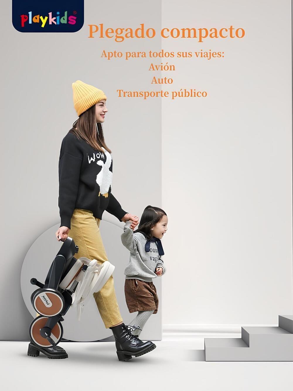 Triciclo De Paseo 360° Y Balance 6 En 1 Plegable Negro-3