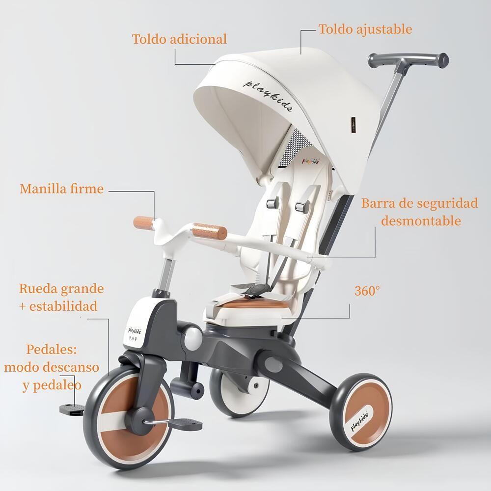 Triciclo De Paseo 360° Y Balance 6 En 1 Plegable Negro-4