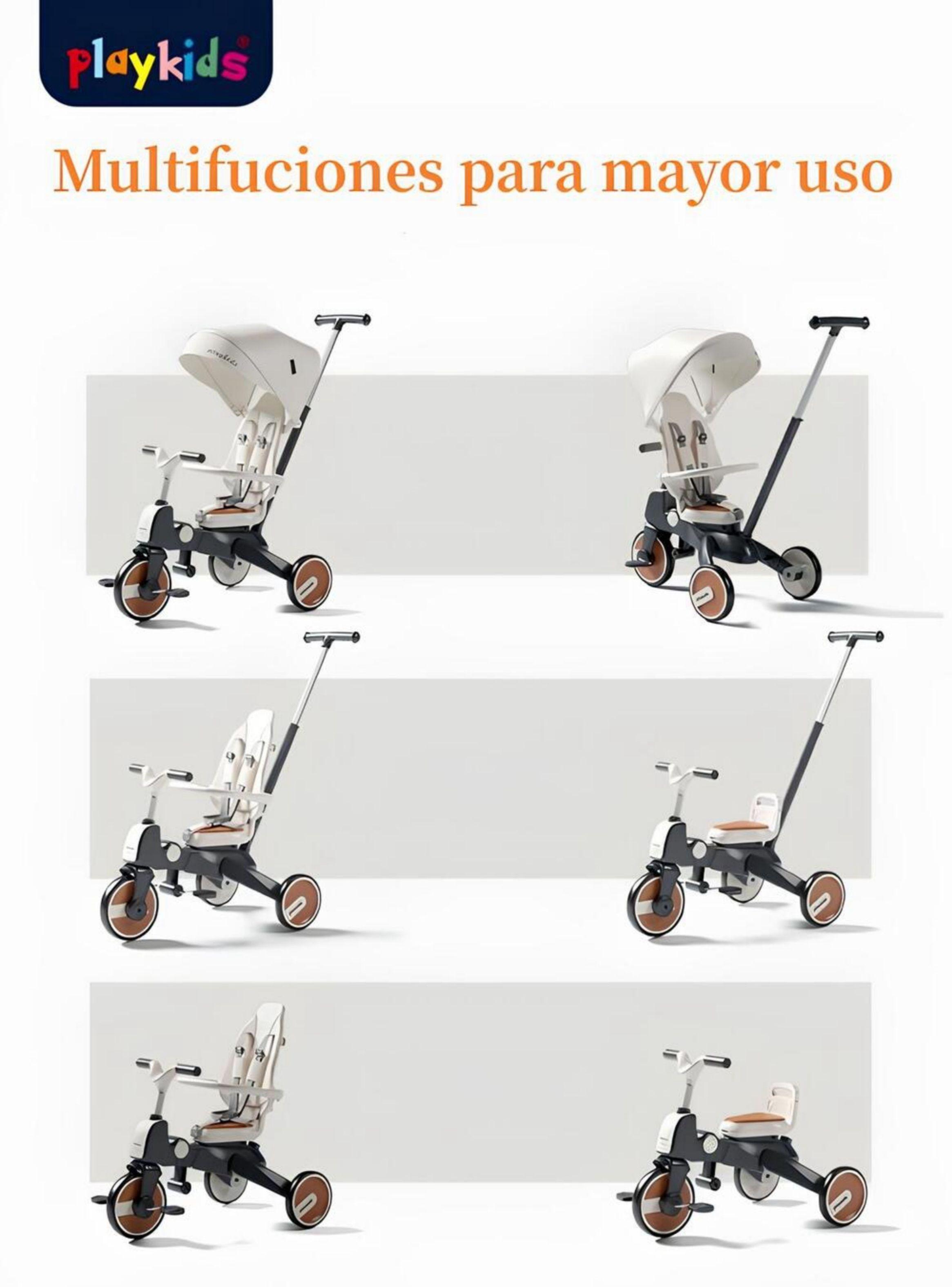 Triciclo De Paseo 360° Y Balance 6 En 1 Plegable Negro-2