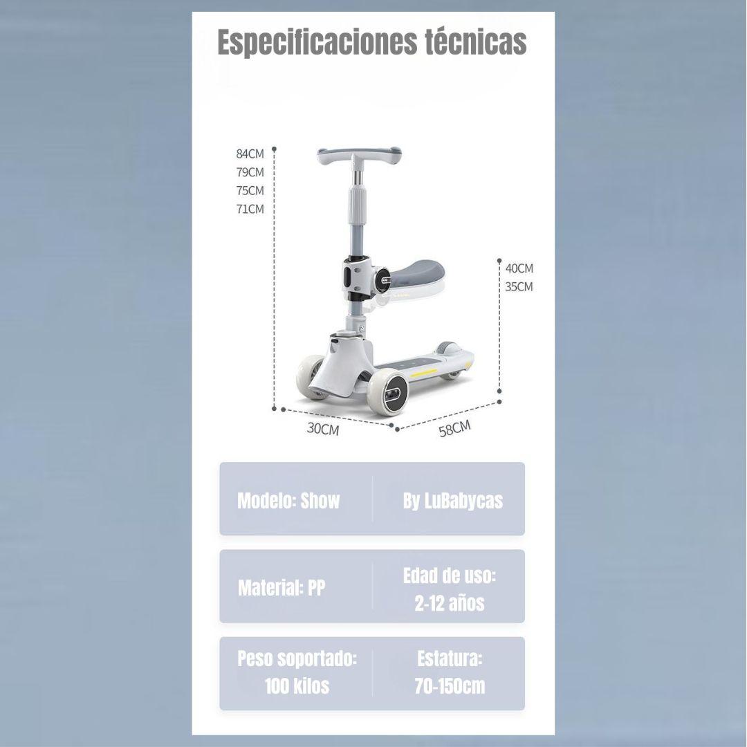 Scooter 3 Ruedas 2 en 1 Últra Resistente LuBabycas Rosado-7