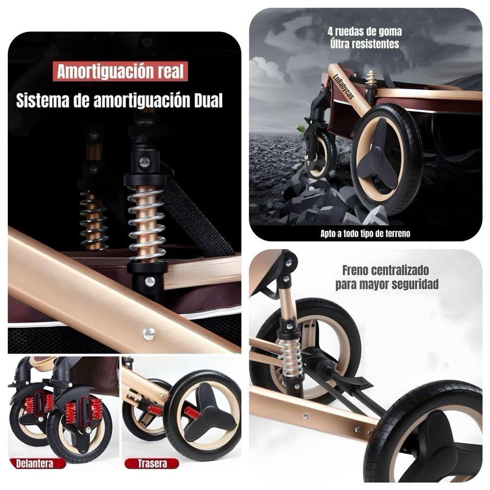 Coche Travel System Con Accesorios Rosado LuBabycas-6