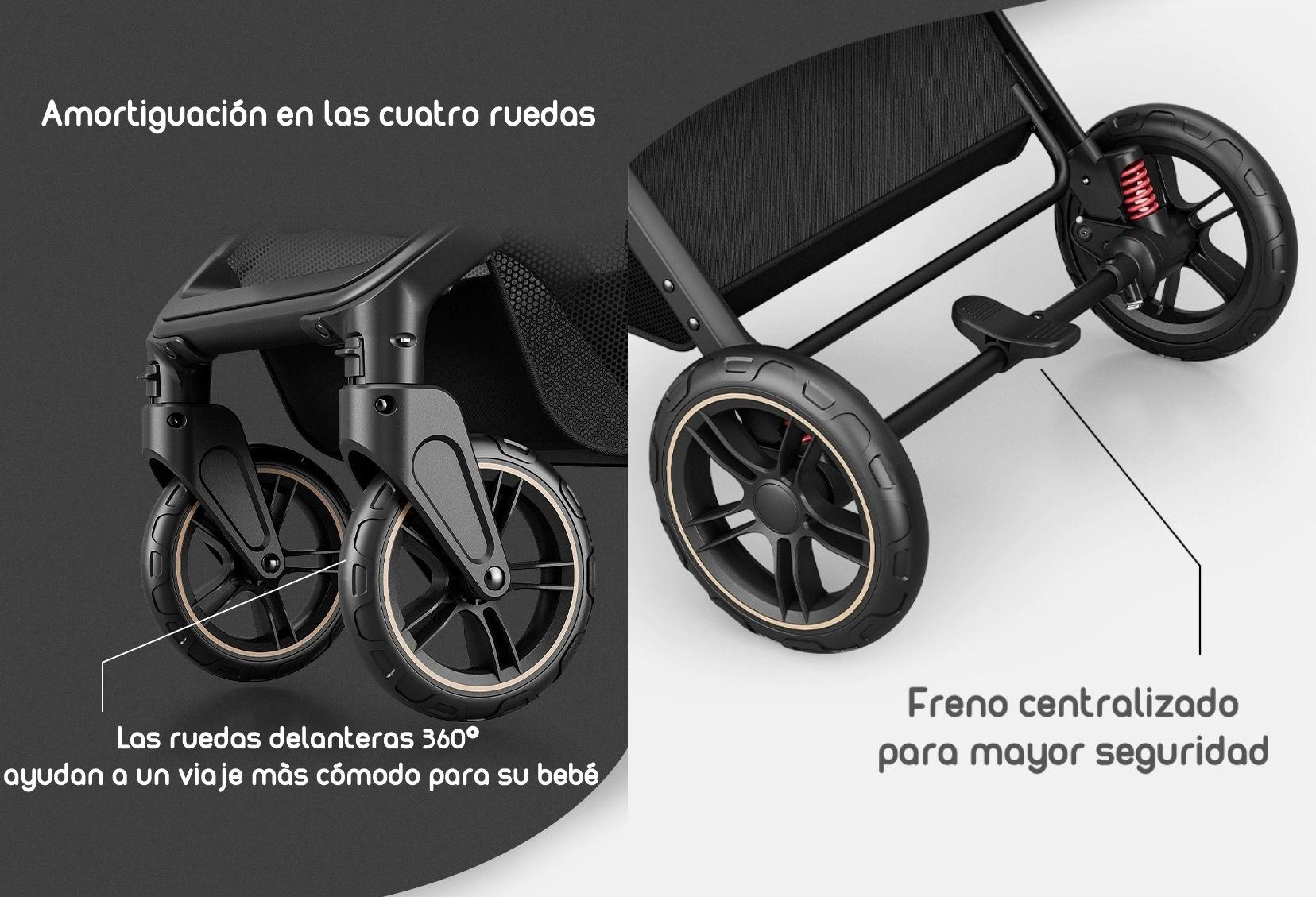 Coche De Paseo Modo Apego Y Panorámico Lubabycas Negro-4