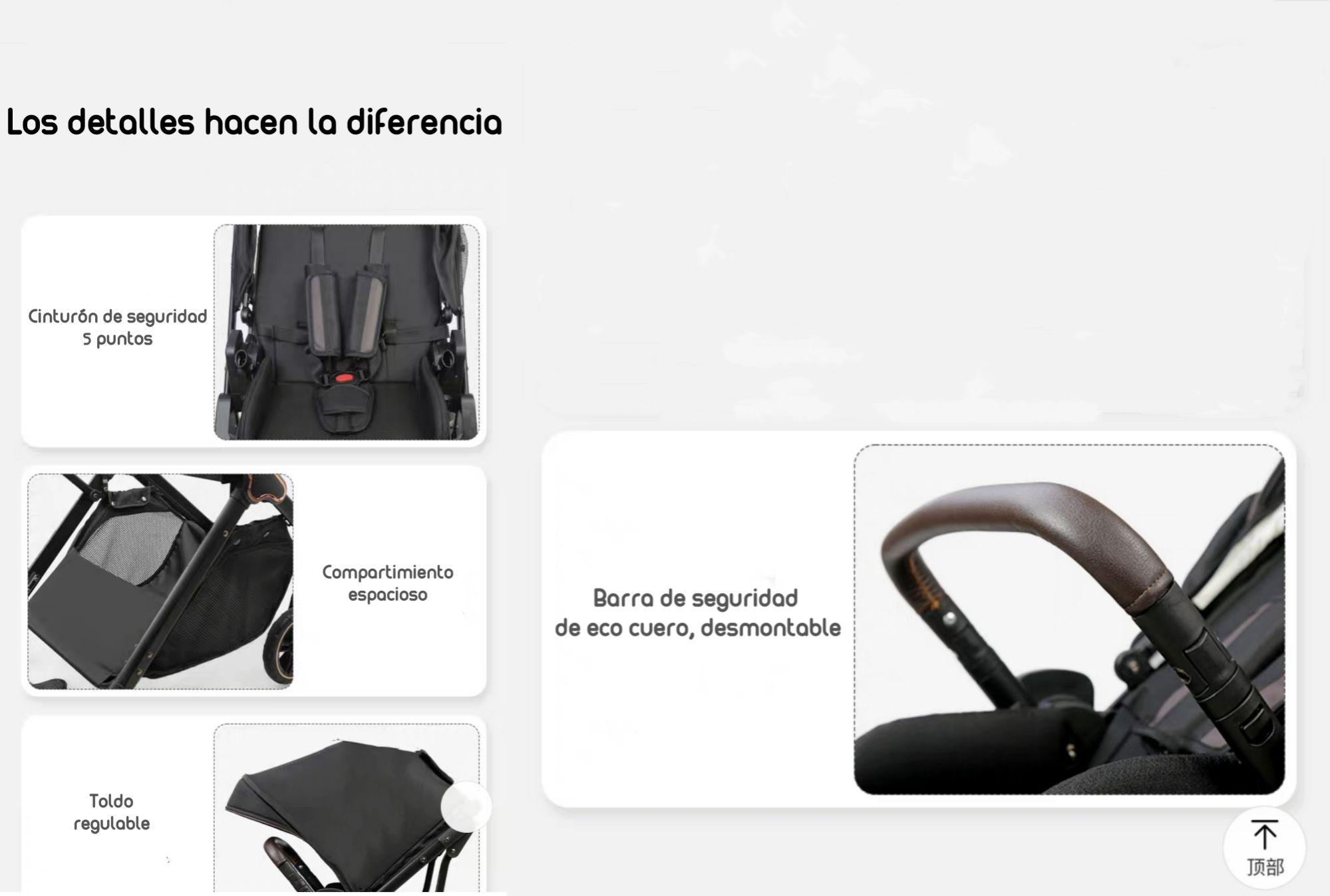 Coche De Paseo Modo Apego Y Panorámico Lubabycas Negro-5
