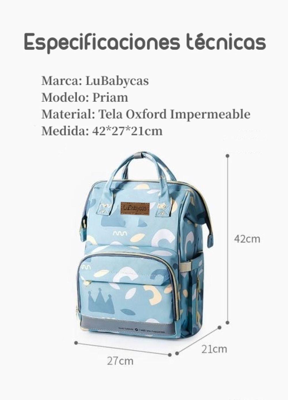 Mochila Maternal Impermeable Con Usb Lubabycas Azul-2
