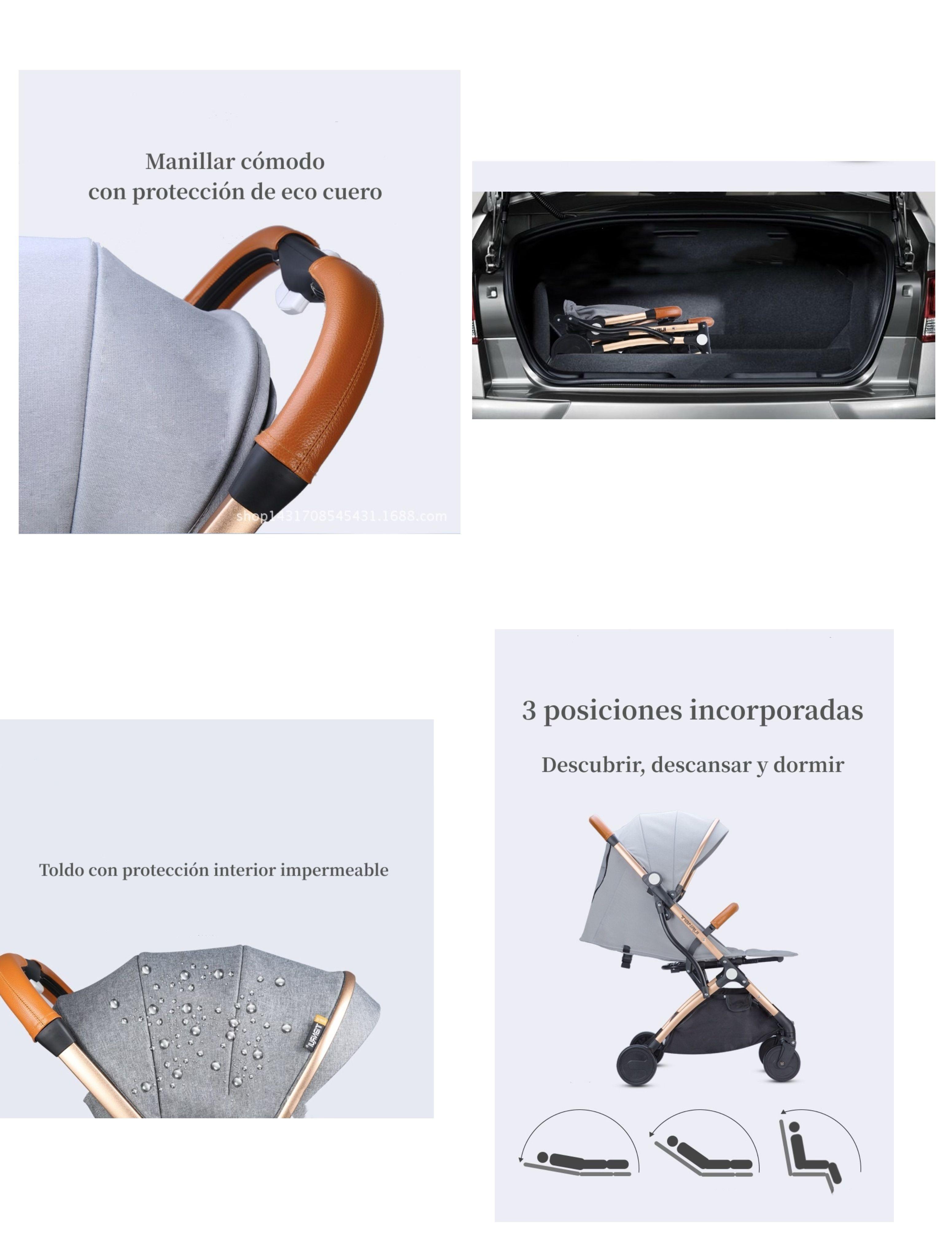 Coche De Paseo Aluminio Con Accesorios LuBabycas Negro-2