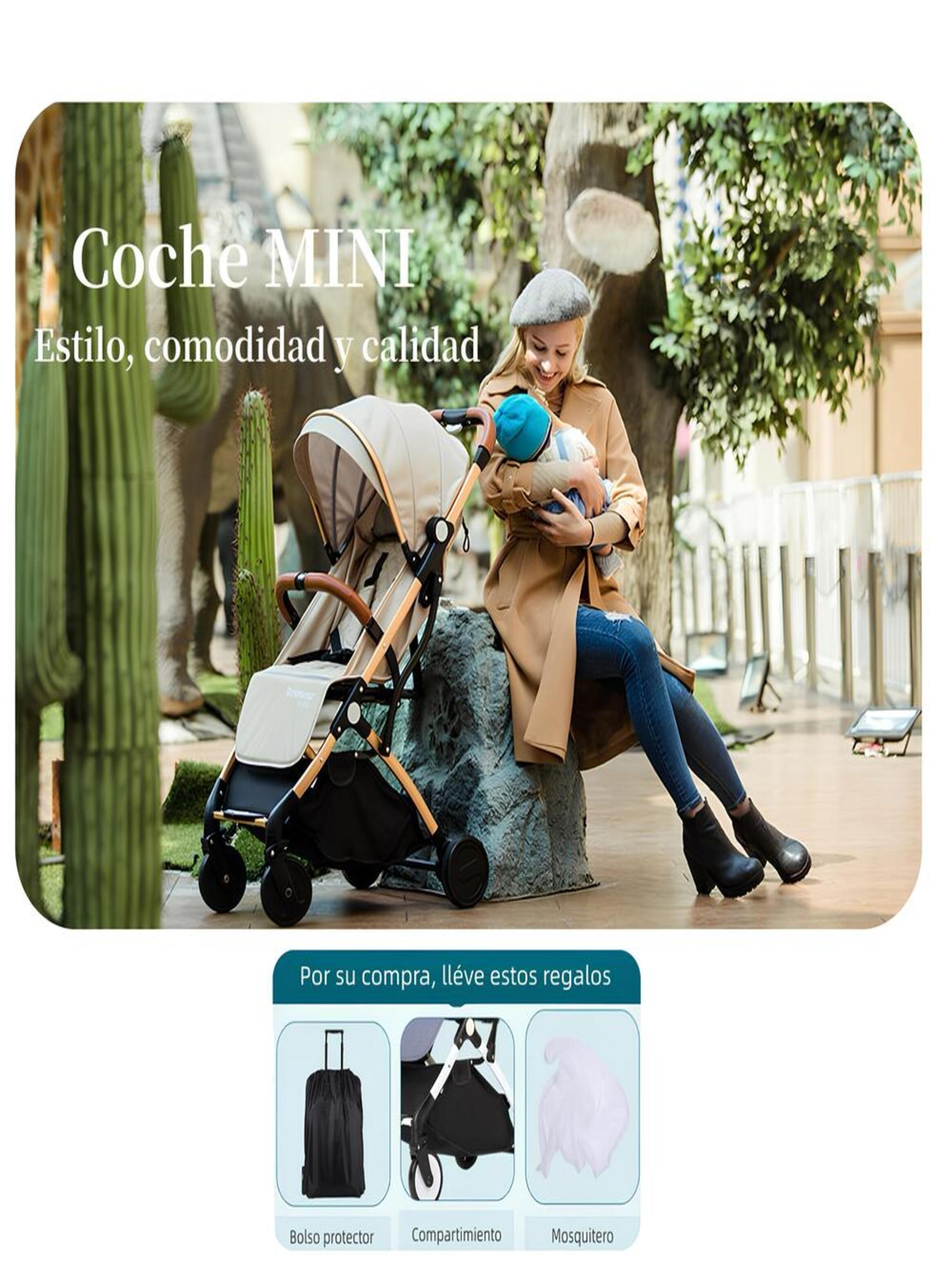 Coche De Paseo Aluminio Con Accesorios LuBabycas Negro-2