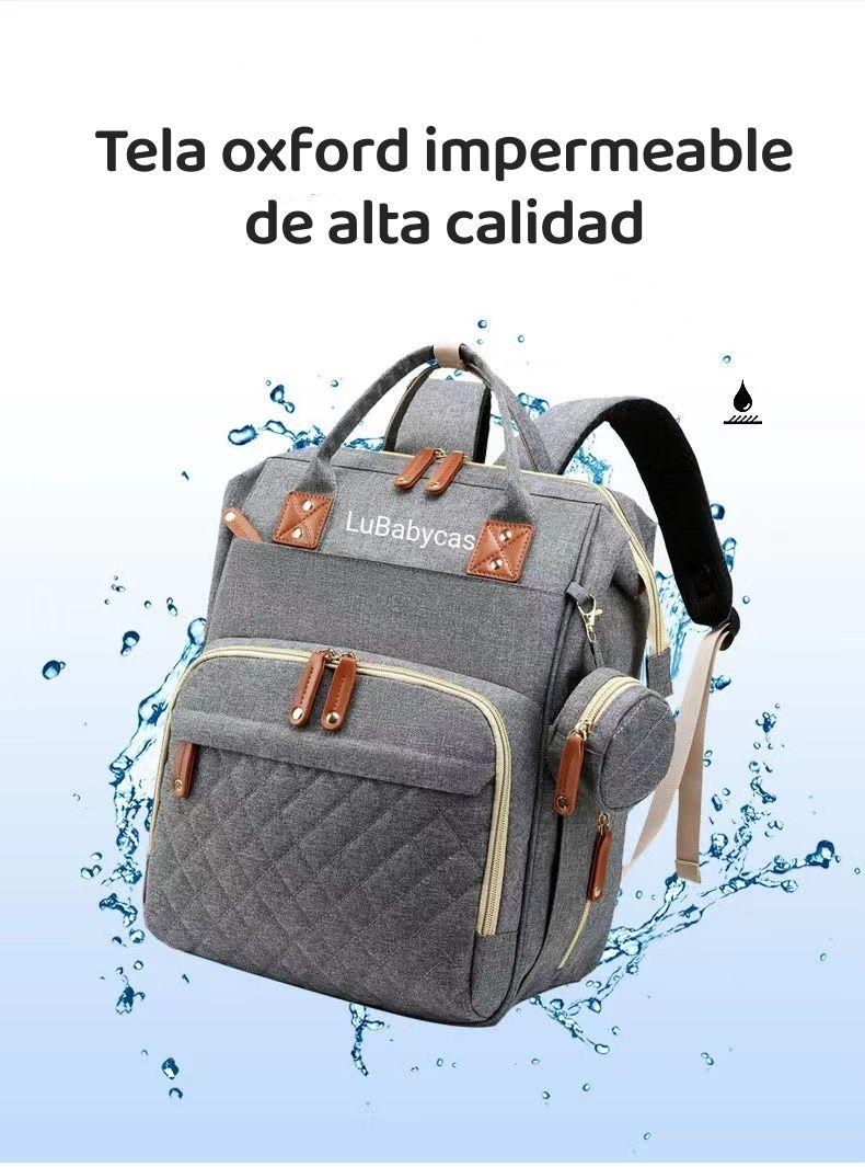 Mochila Maternal Lubabycas Impermeable Con Accesorios Negra-6