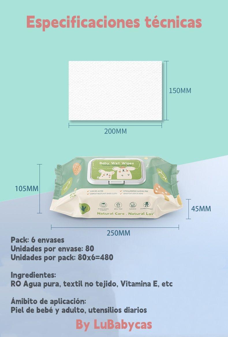 Toallitas Húmedas Con Tapa Pack 6x80 Unidades LuBabycas-7