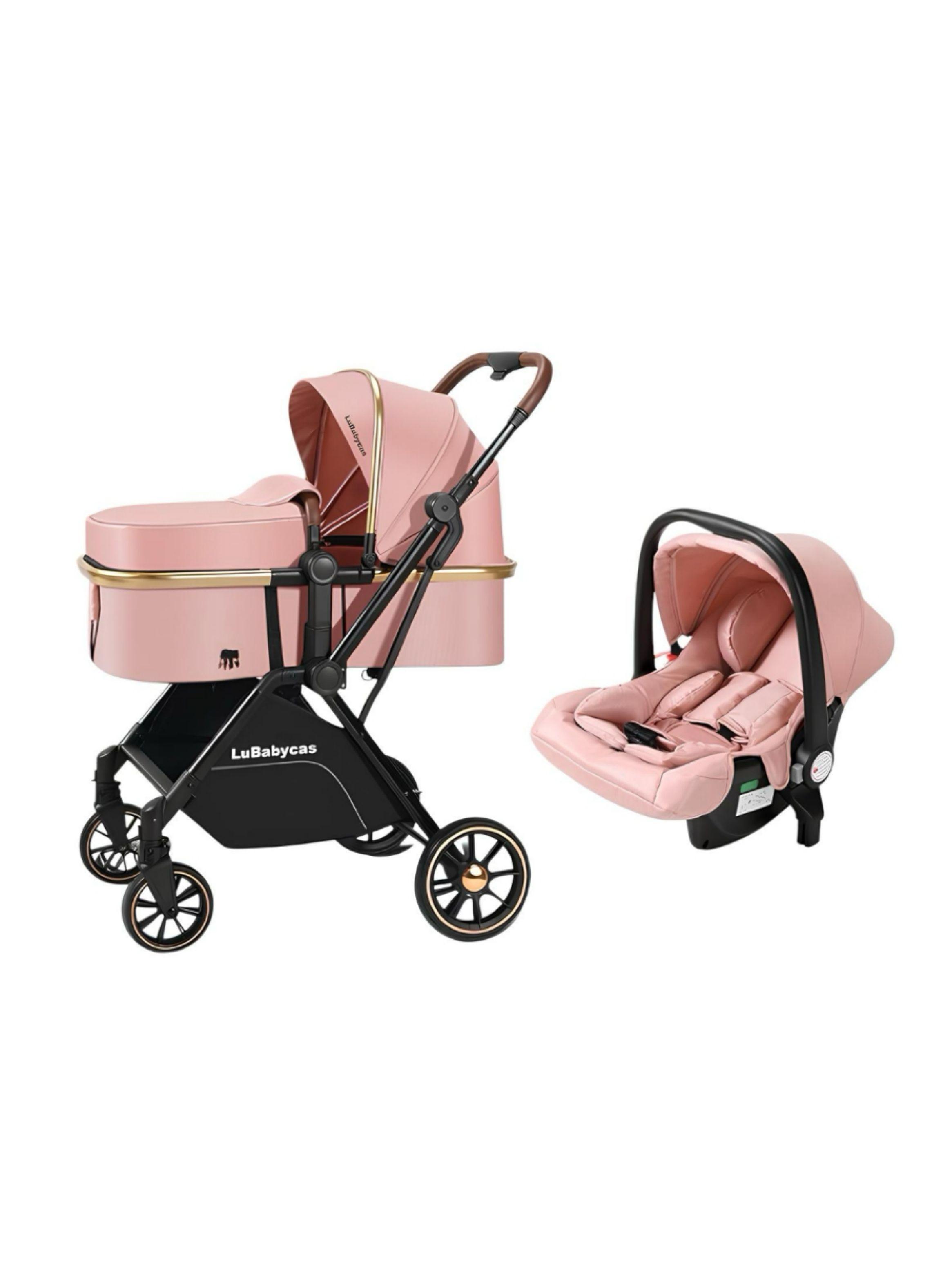 Coche Travel System 0-4 Años Aluminio Alvin Rosado LuBabycas-1