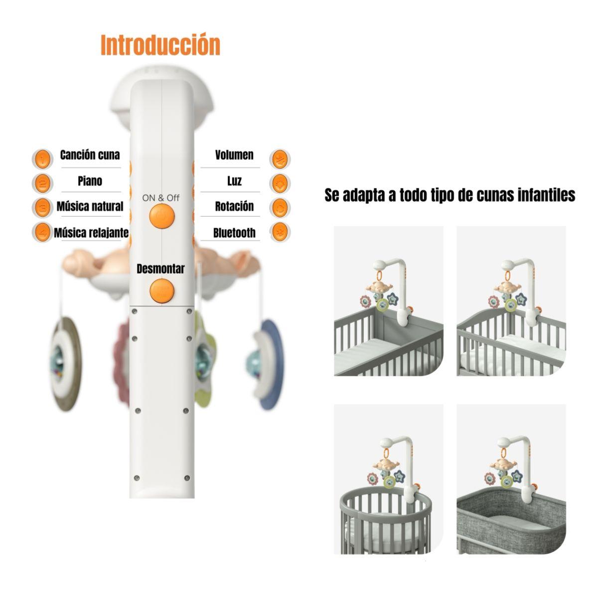 Móvil Proyector Luz Bluetooth Giratorio TM188 LuBabycas-5