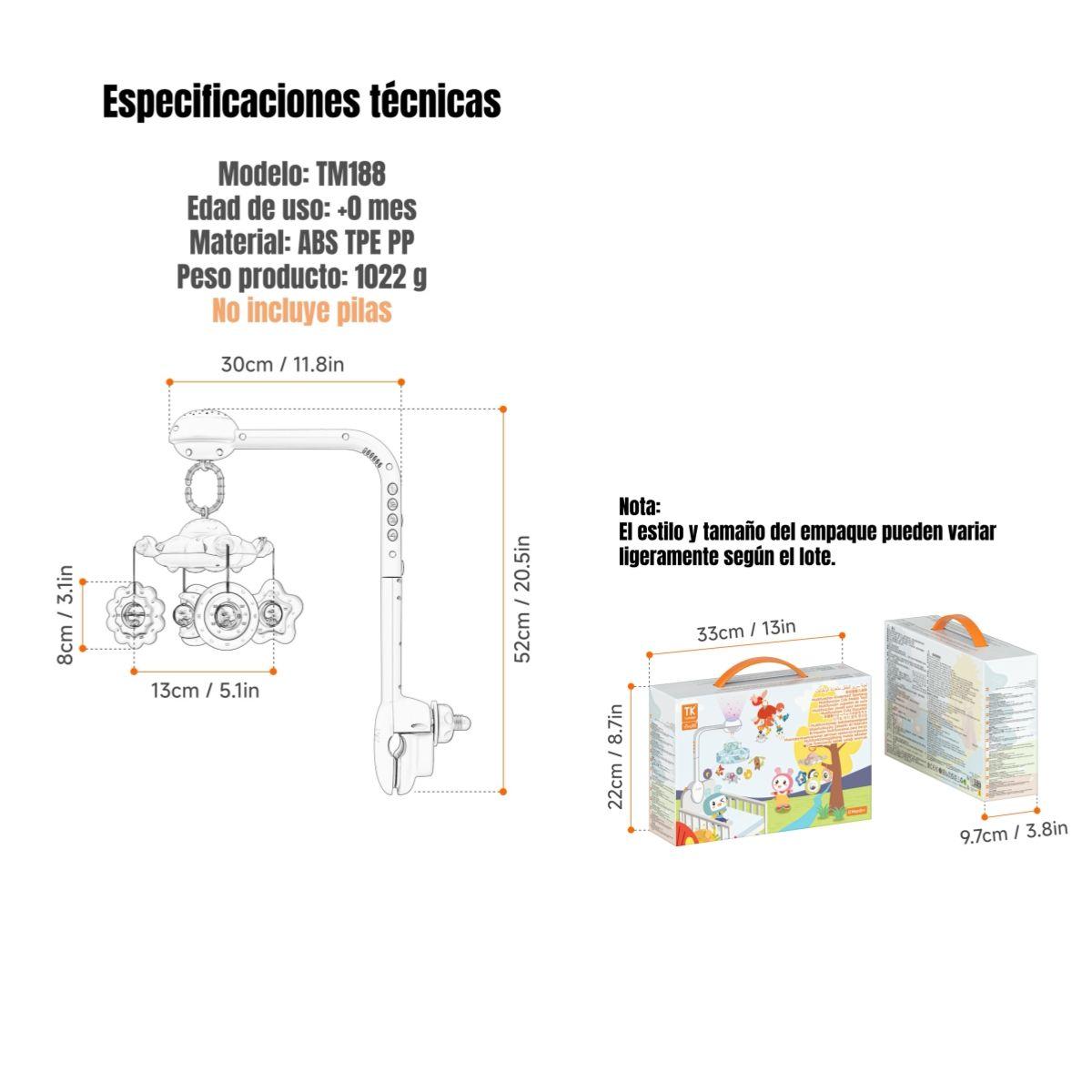 Móvil Proyector Luz Bluetooth Giratorio TM188 LuBabycas-7