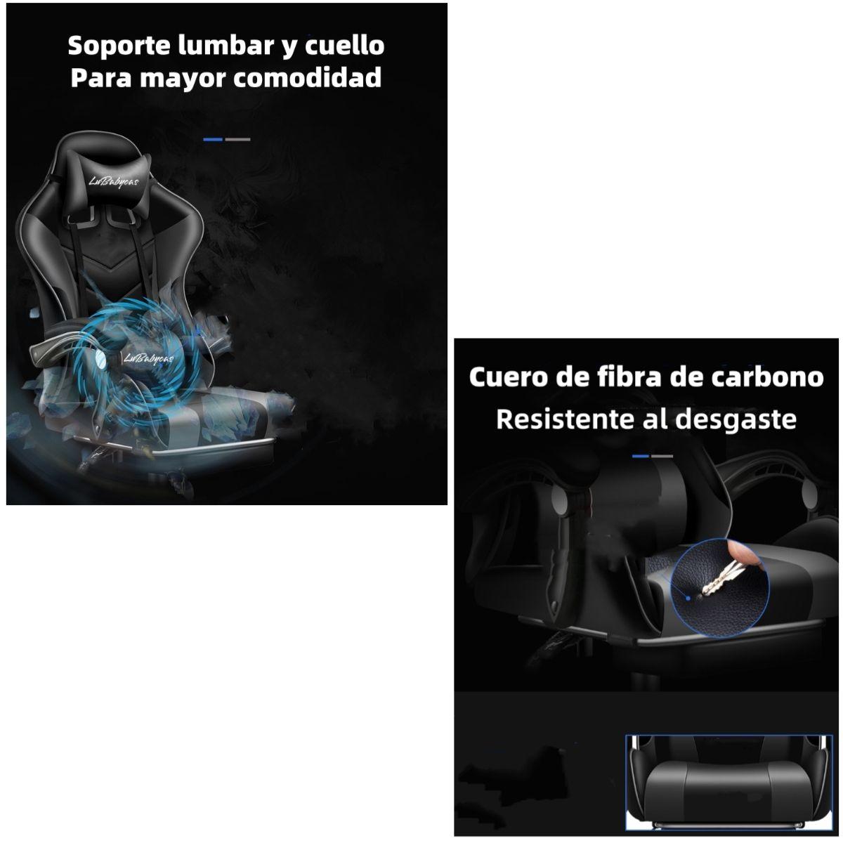 Silla Gamer Reclinable Con Reposa Pies Rosada LuBabycas-2