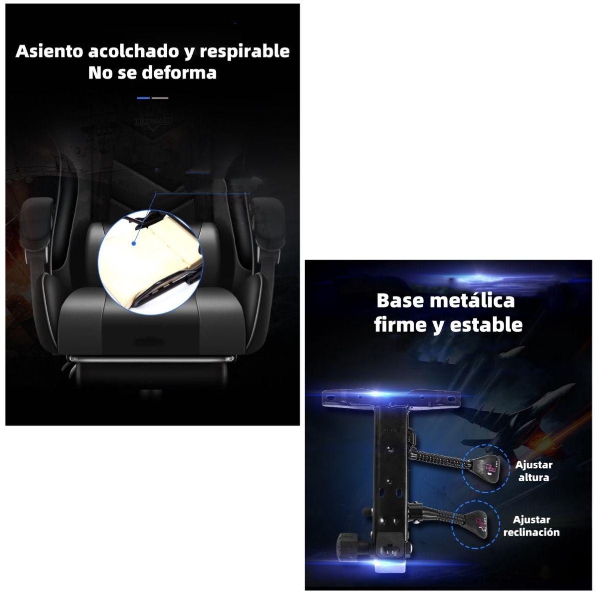 Silla Gamer Reclinable Con Reposa Pies Rosada LuBabycas-4
